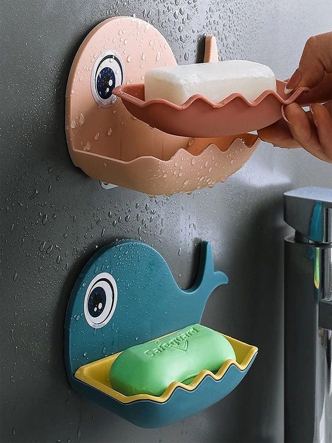 Kuber Industries Cream & Blue 2 Pieces Ceramic Bathroom Accessories
