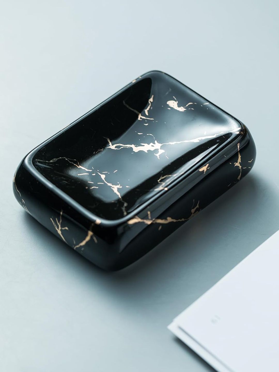 Kuber Industries Marble Print Ceramic Soap Dish