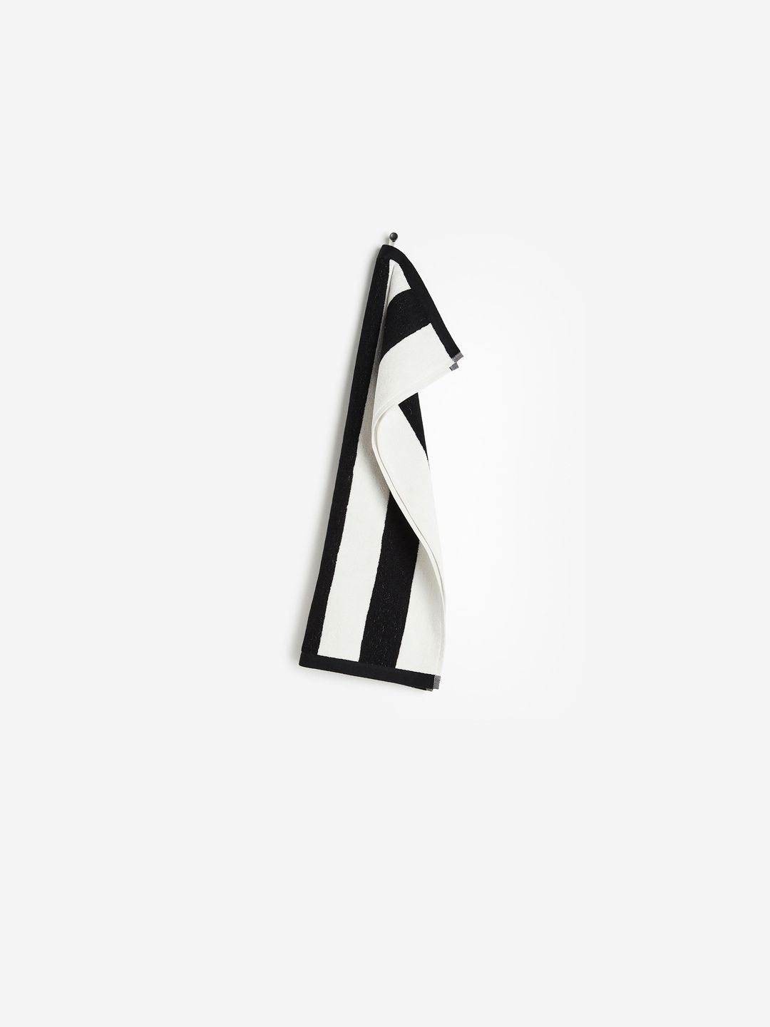 H&M White & Black Pure Cotton Striped Hand Towel