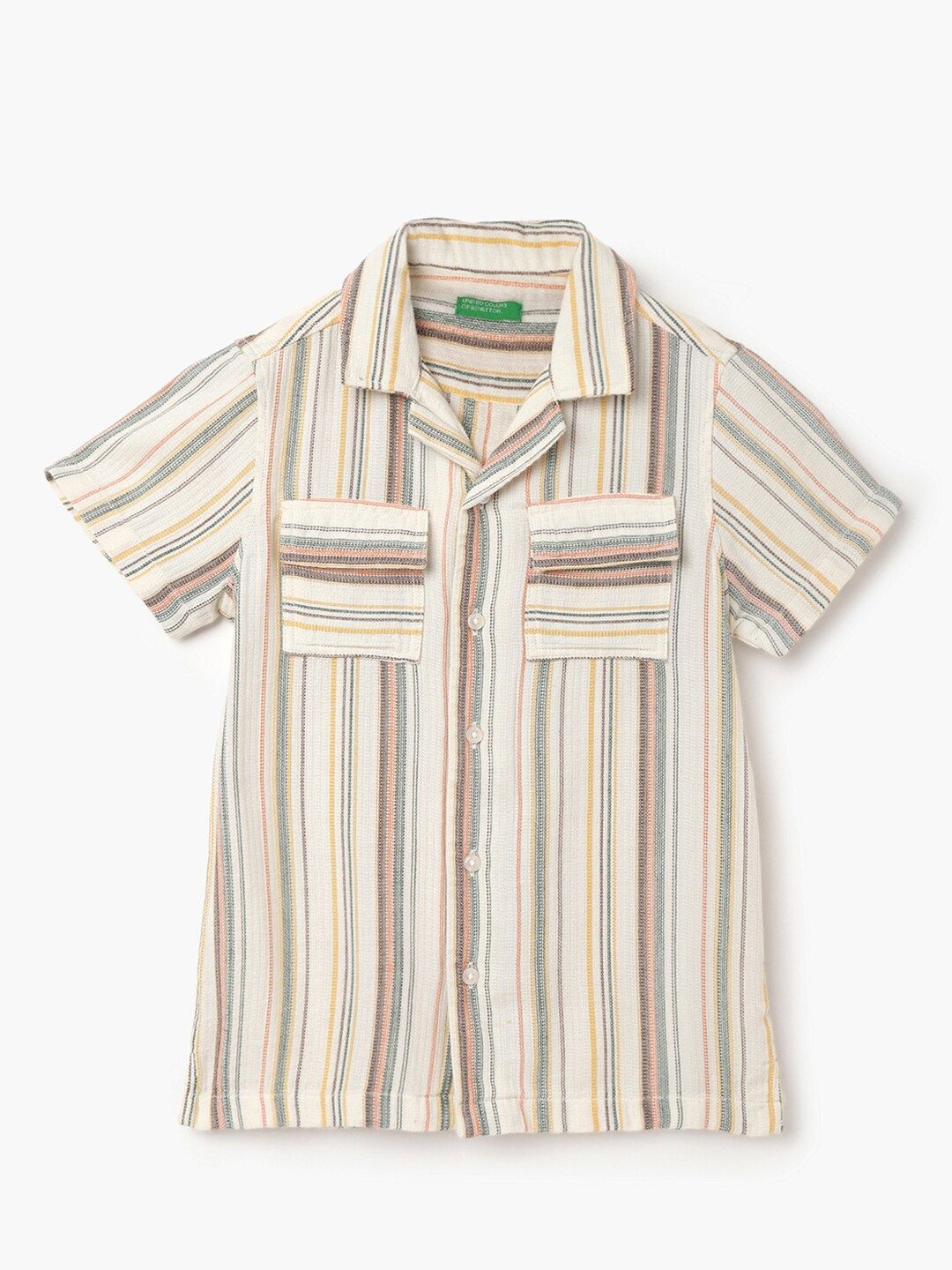 United Colors of Benetton Boys Multi Stripes Opaque Casual Shirt