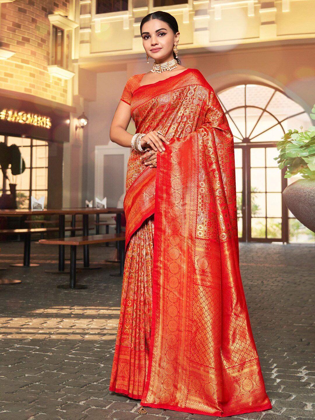 Mitera Ethnic Motifs Woven Design Zari Banarasi Saree Price in India