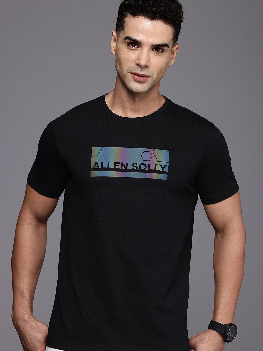 Allen Solly Brand Logo Printed Pure Cotton Slim Fit T-shirt