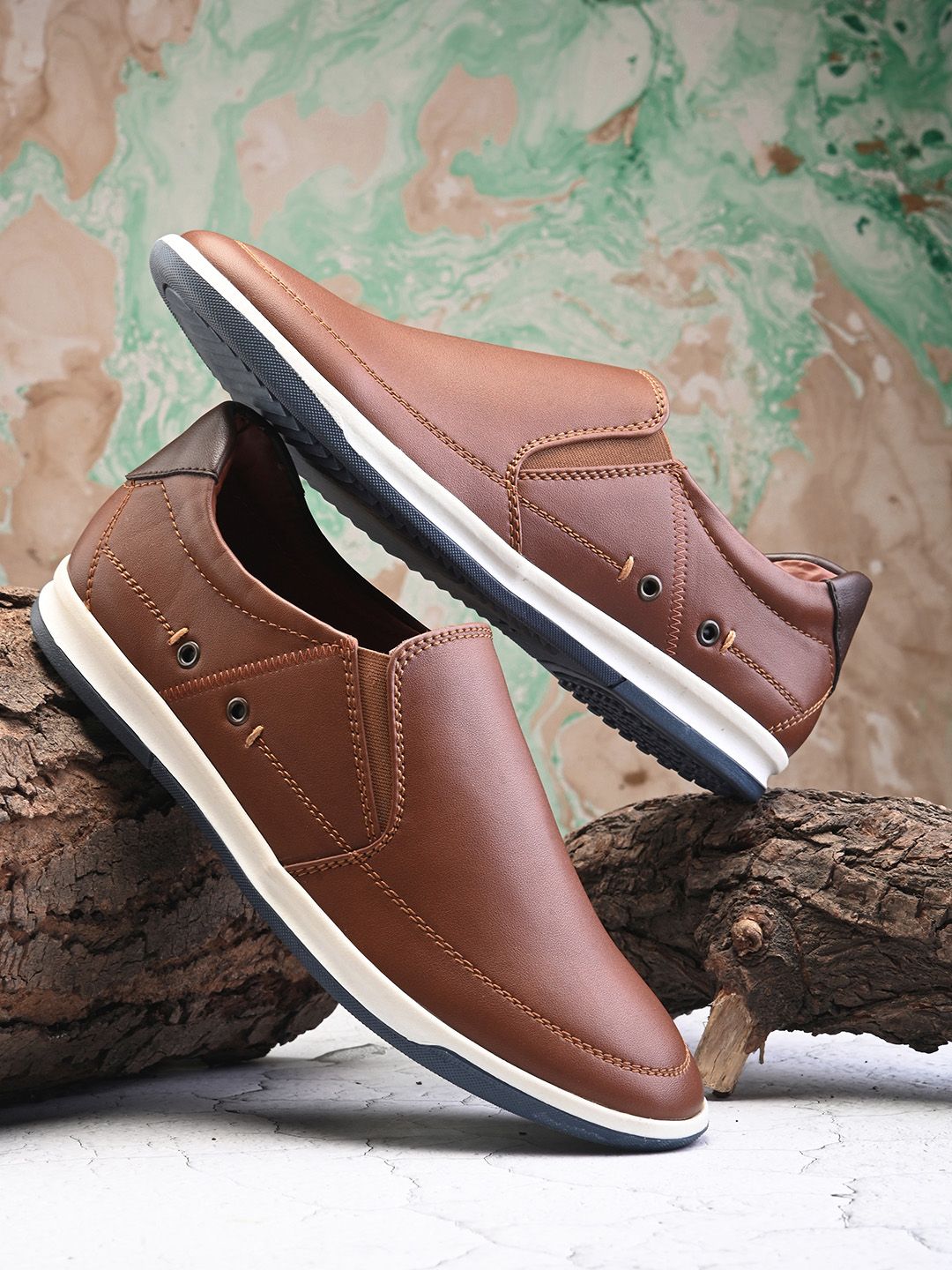 The Roadster Lifestyle Co. Men Tan Coloured Slip-On Loafers