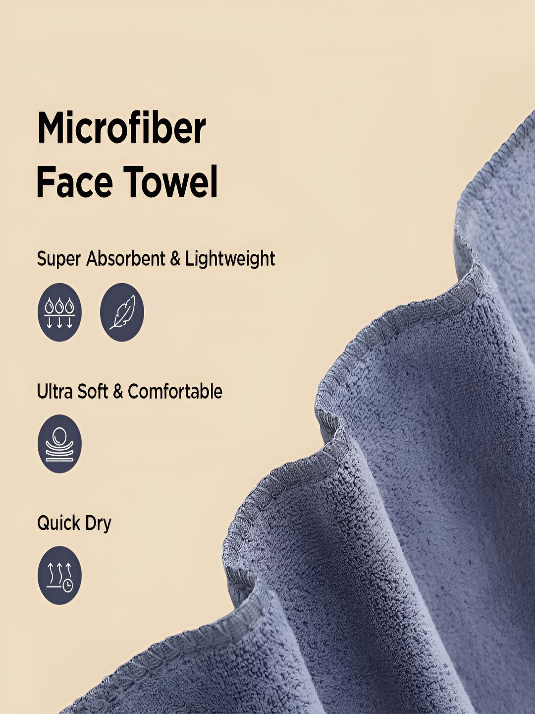Kuber Industries Grey 2 Pieces 400 GSM Microfiber Soft Quick Dry Face Towels