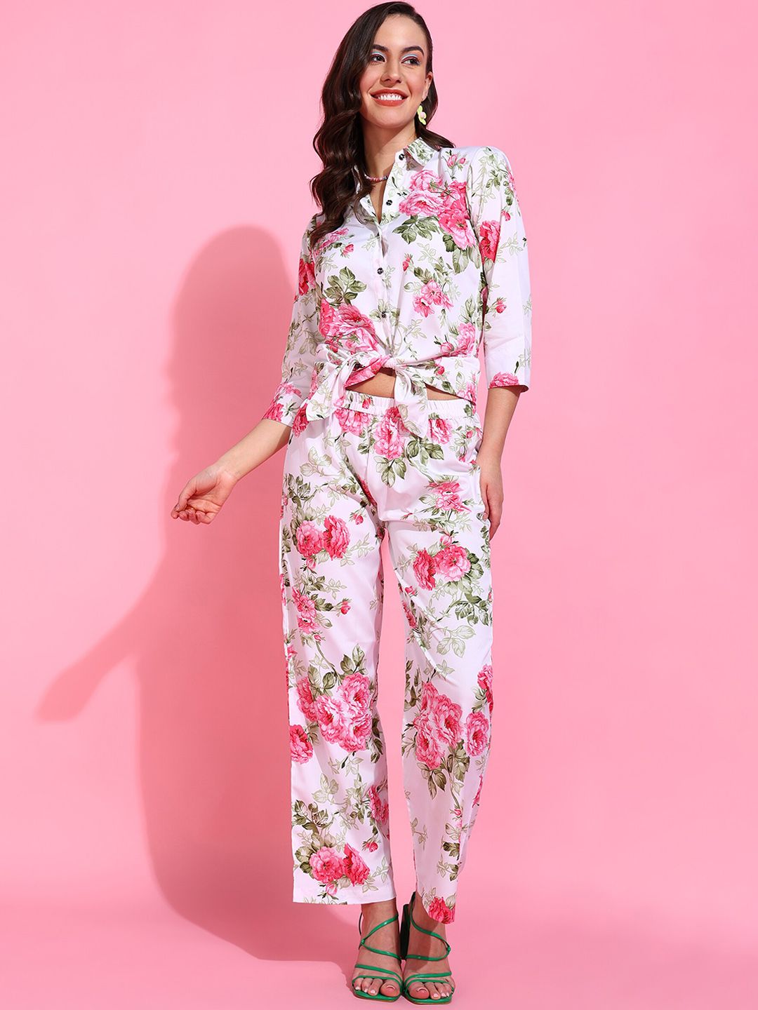 Rudraaksha Creations Printed Long Sleeves Shirt With Trousers