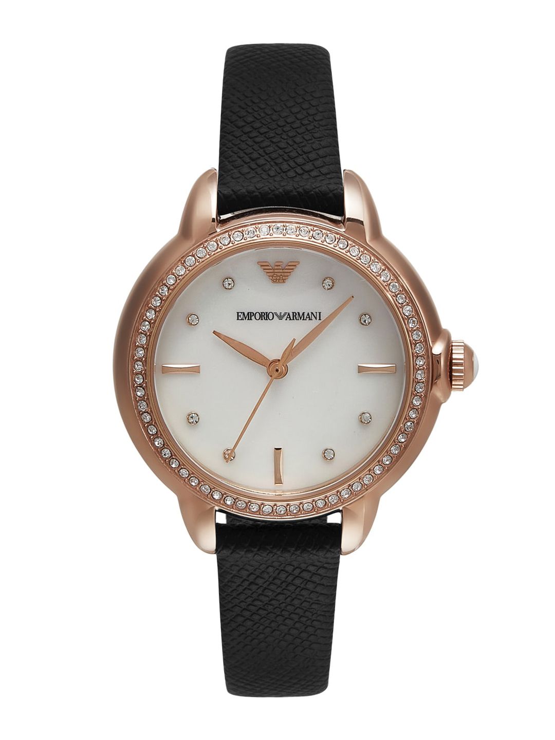 Emporio Armani Emporio Armani Women Embellished Dial Leather Straps Analogue Watch AR11598
