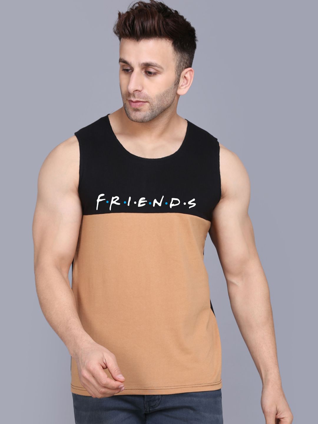 SLOWLORIS Friends Printed Bio Wash Innerwear Gym Vests