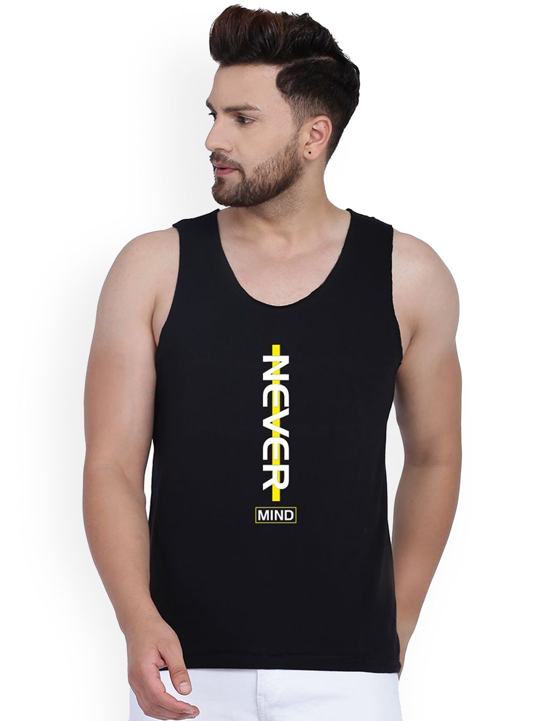 SLOWLORIS Printed Innerwear Vests SL26 NEVER BLACK