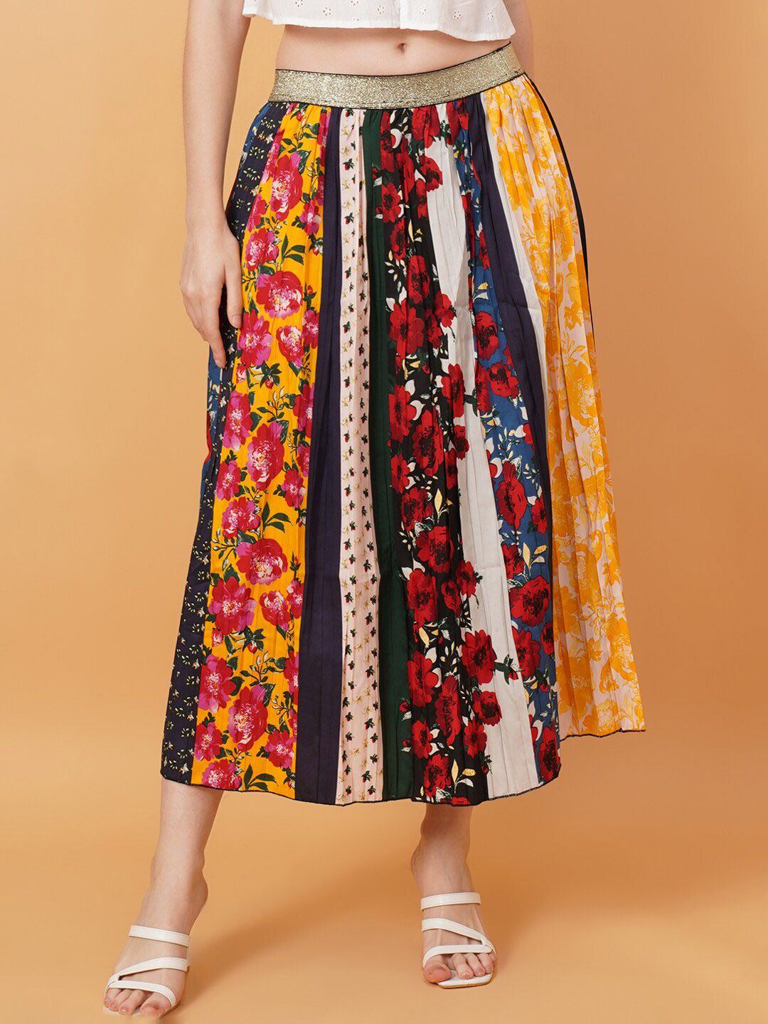 IX IMPRESSION Printed Flared Midi Skirts Price in India