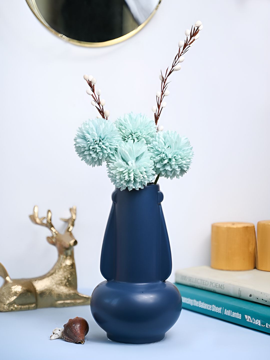 MARKET99 Blue Asymmetric Ceramic Vase