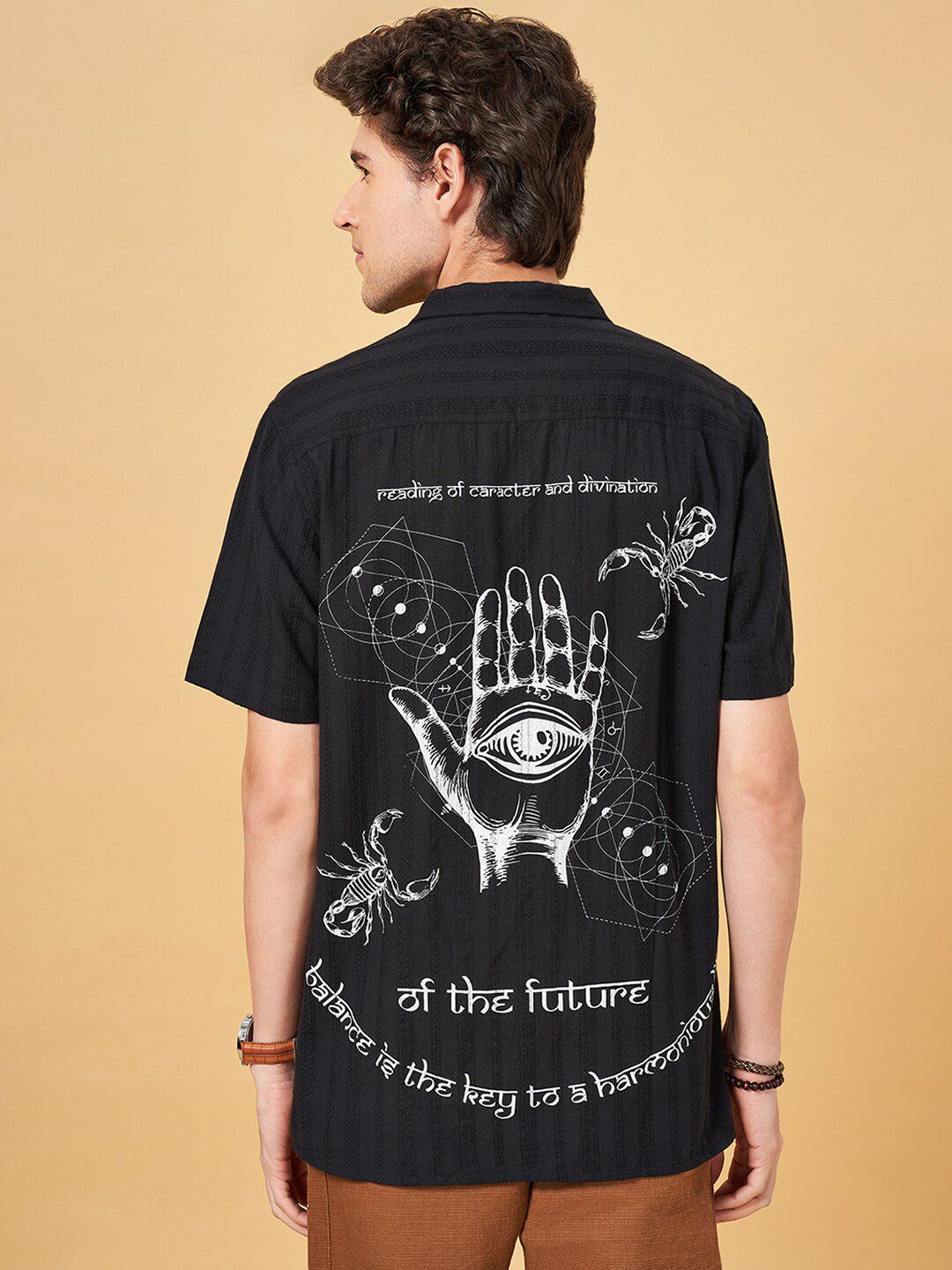 7 Alt by Pantaloons Graphic Printed Cuban Collar Short Sleeves Cotton Casual Shirt