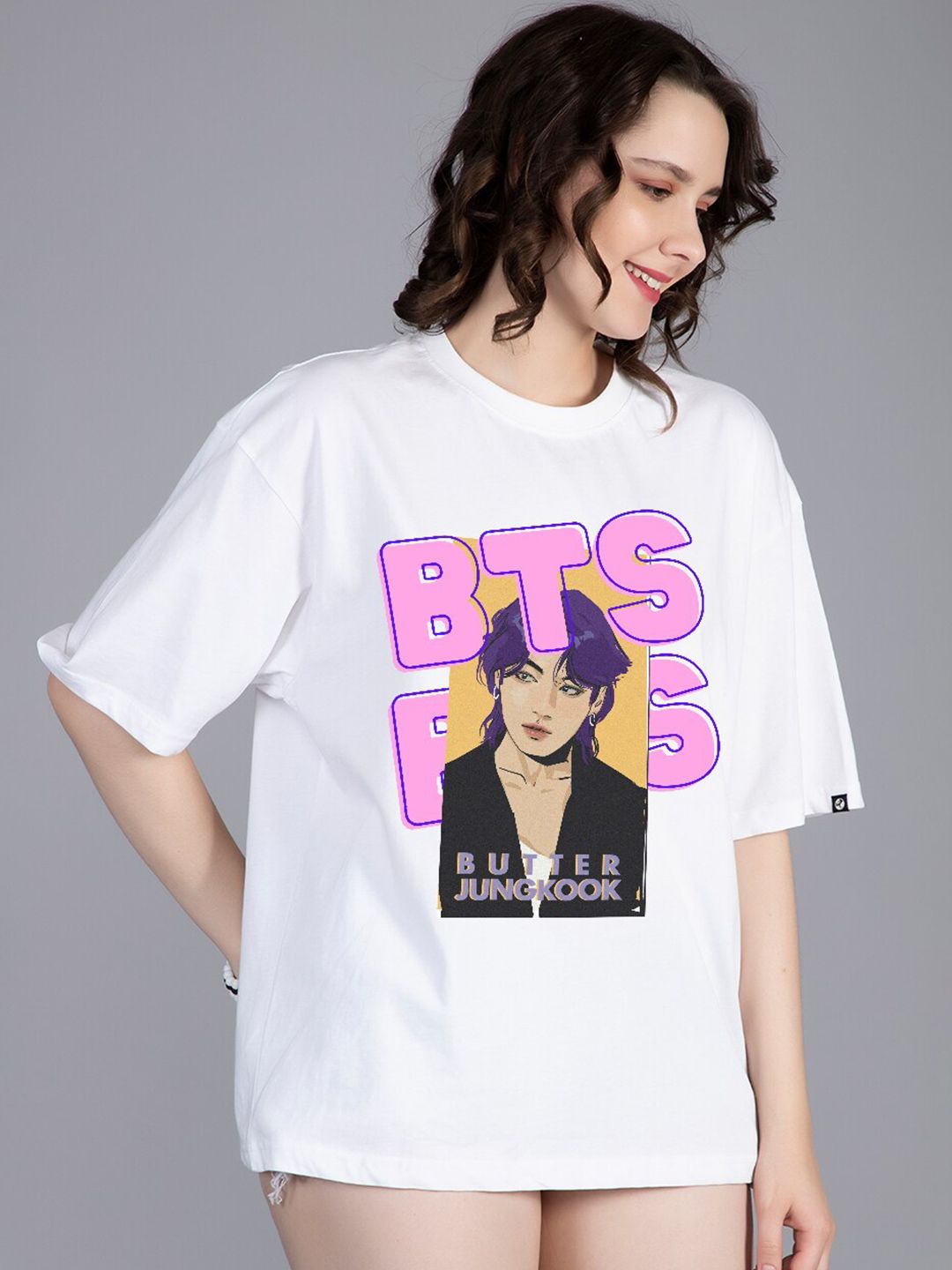 ⟭⟬ Jung Kook for   L/S Tシャツ M Buy PRONK Butter Jungkook Printed Drop Shoulder Sleeves Pure
