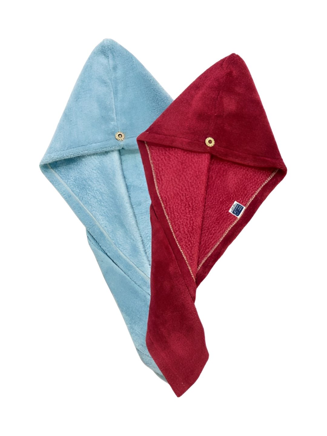 Cotton Bolls Textiles Blue & Maroon 2Pcs Microfiber Super Absorbant 300 GSM Hair Towels