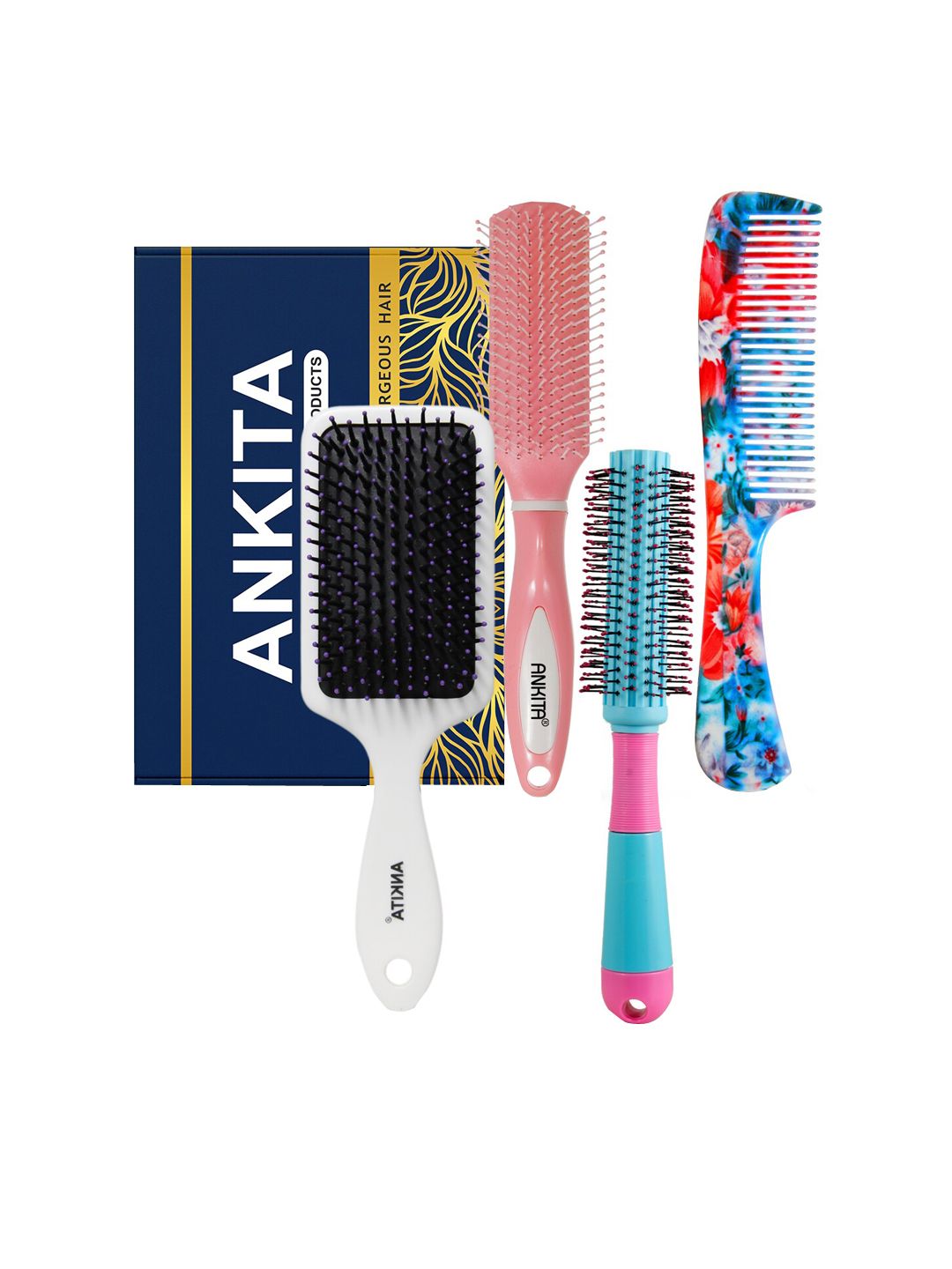 ANKITA 4-Pcs AP-2412 Hair Brush Combo - Multicolored