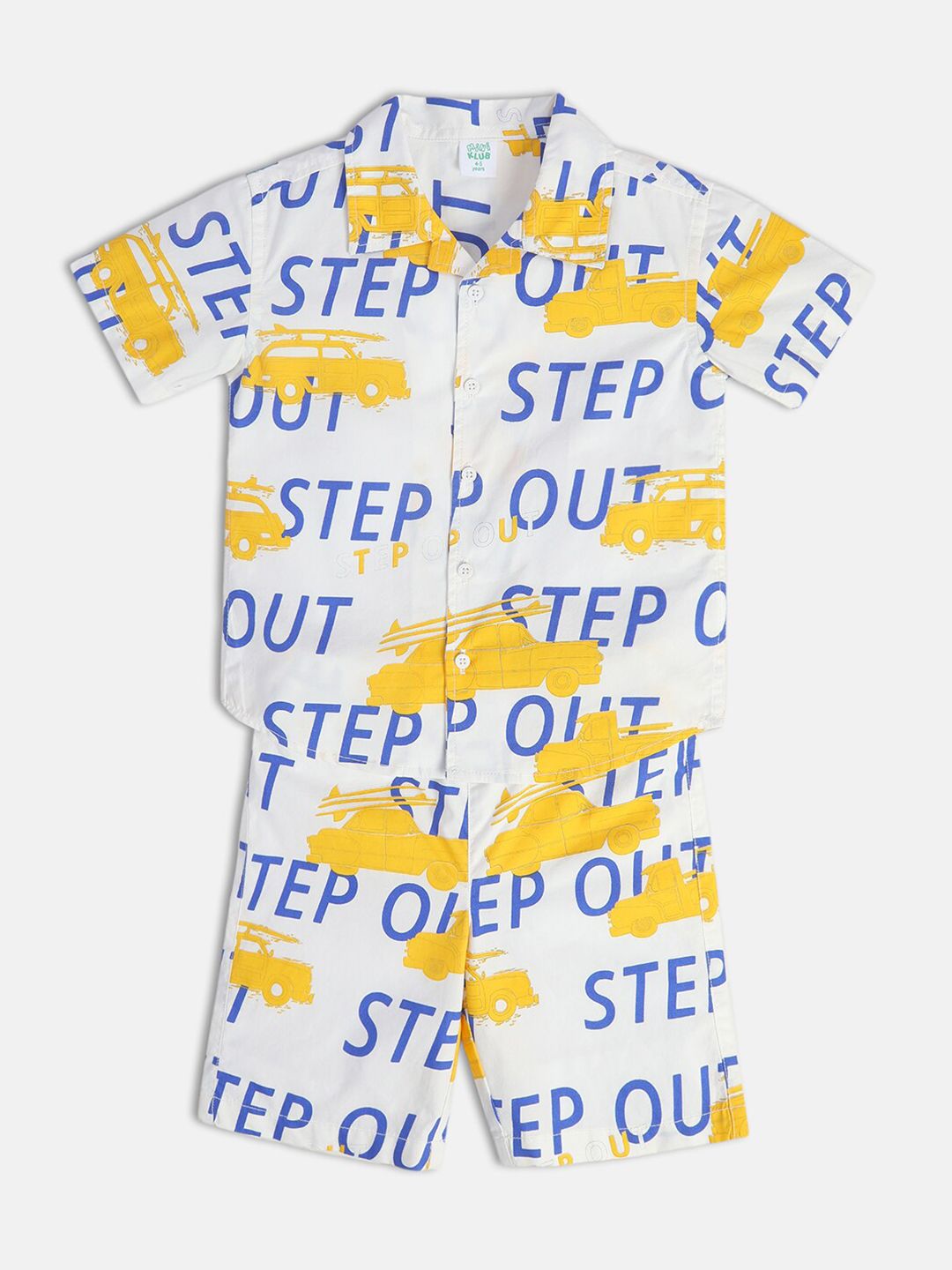 MINI KLUB Boys Printed Pure Cotton Shirt with Shorts