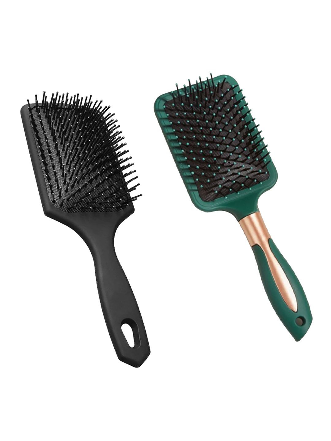 FEELHIGH Set Of 2 Paddle Hair Brush Green & Black