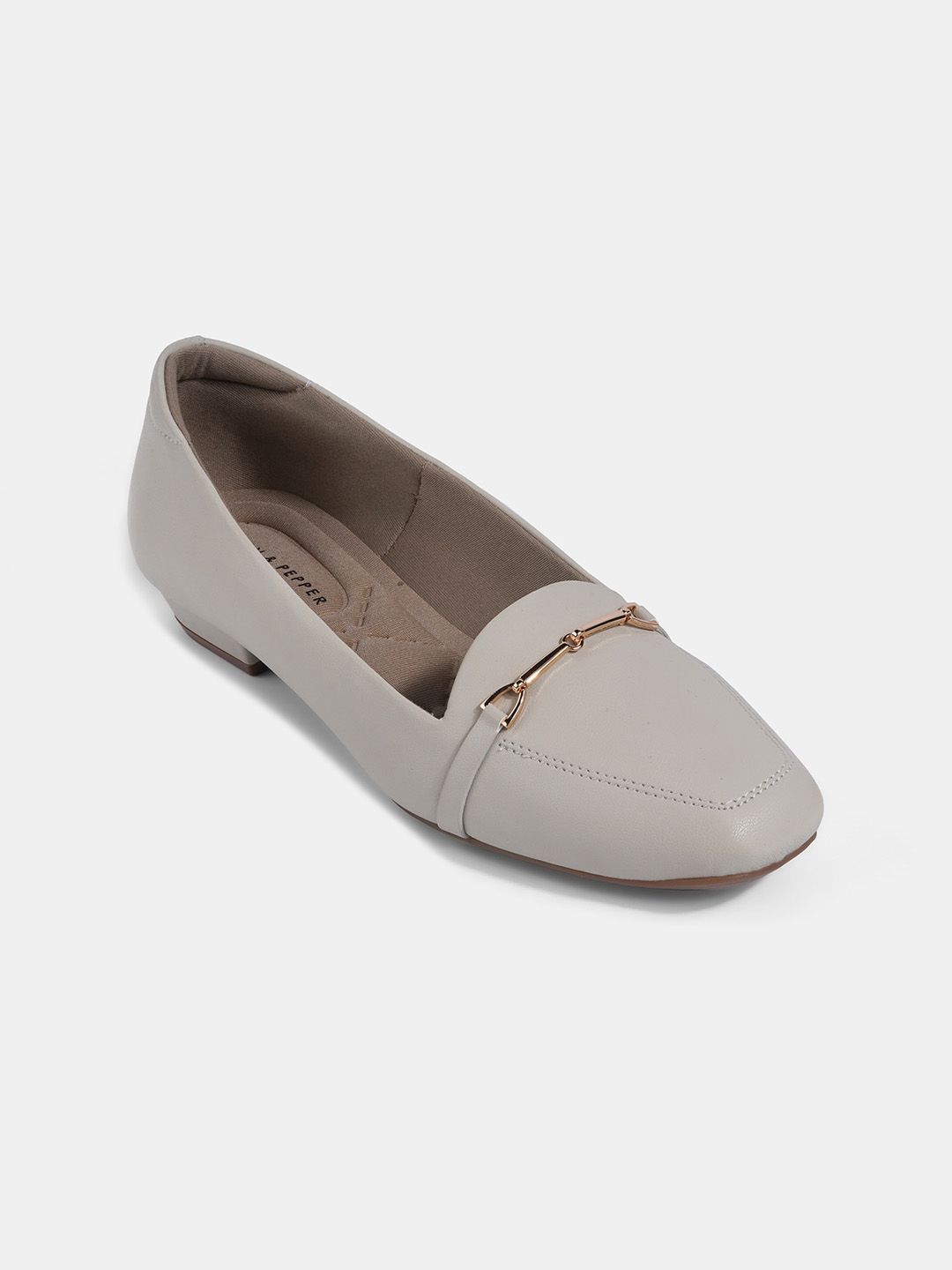 LEMON & PEPPER Textured Square Toe Ballerinas