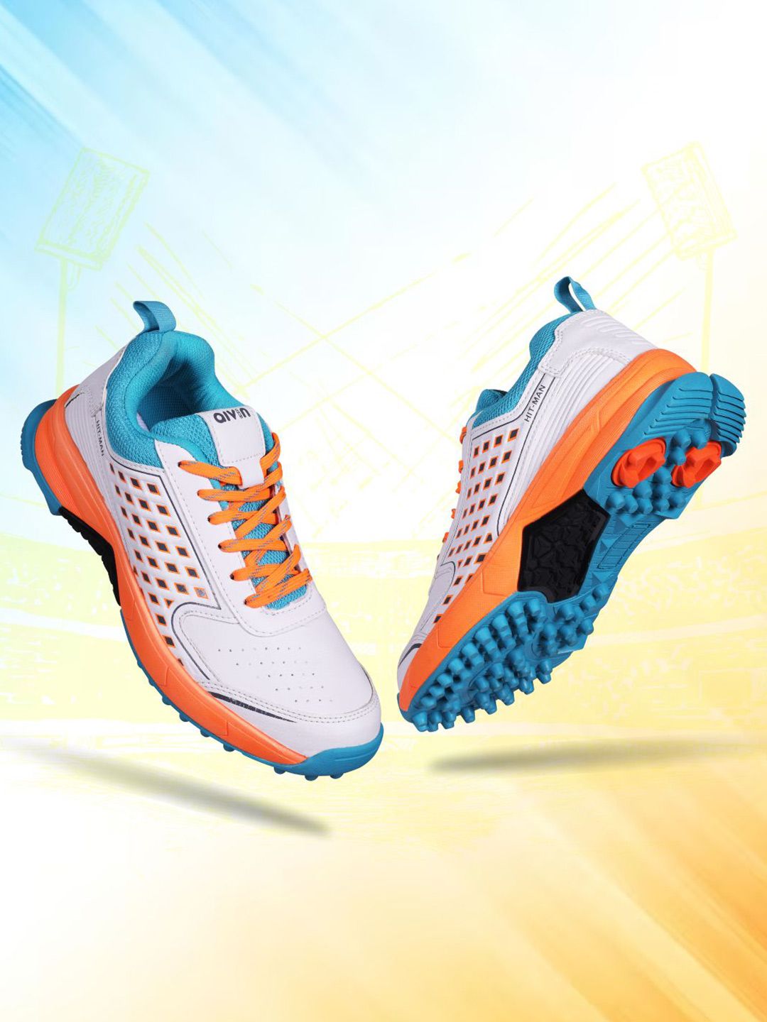 Aivin Hit-Man Men Orange Cricket Shoes