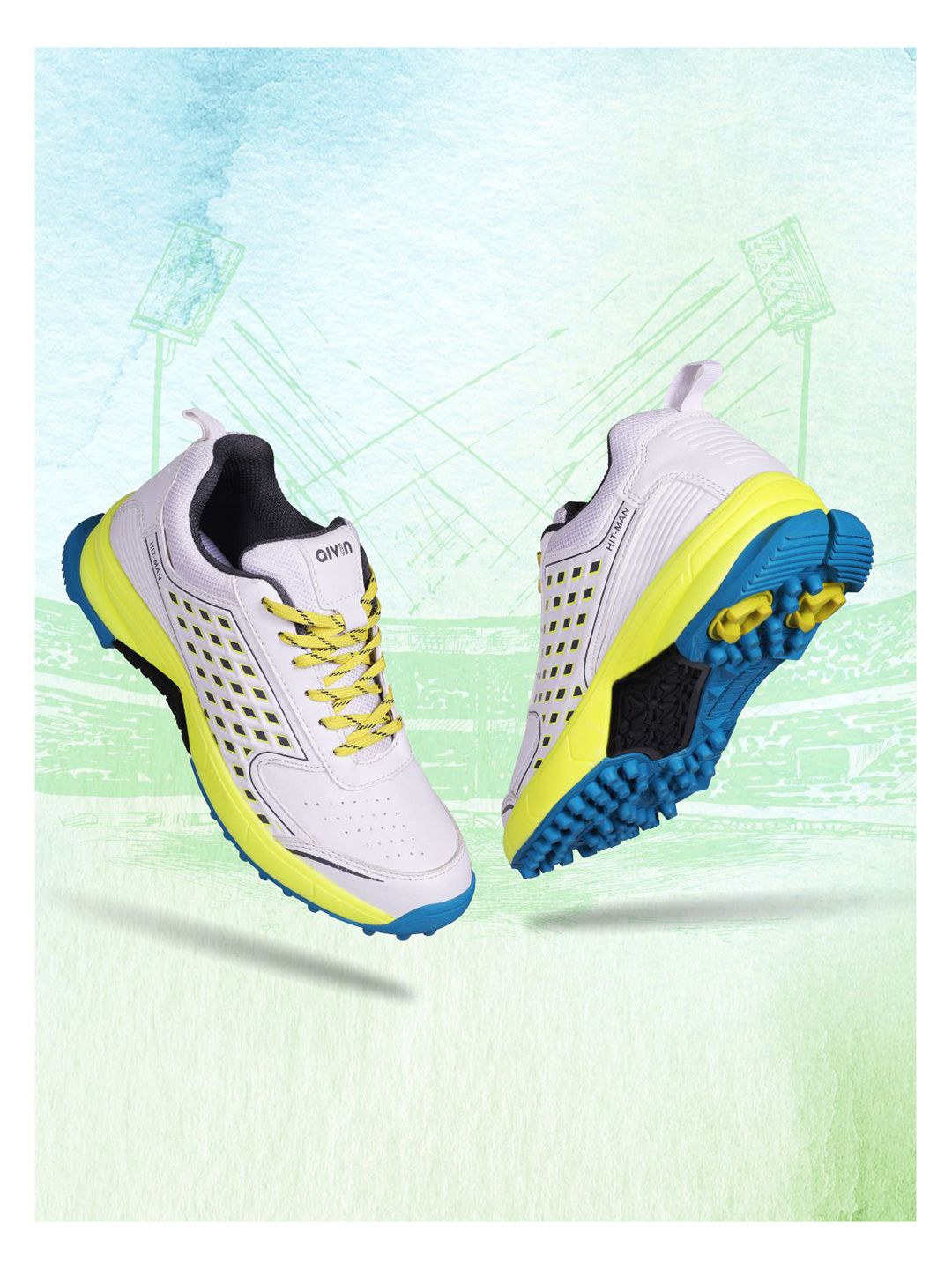 Aivin Men Yellow Hit-Man Cricket Shoes