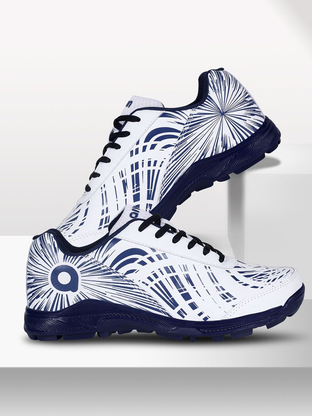 Aivin Men White And Navy Blue County Cricket Shoes