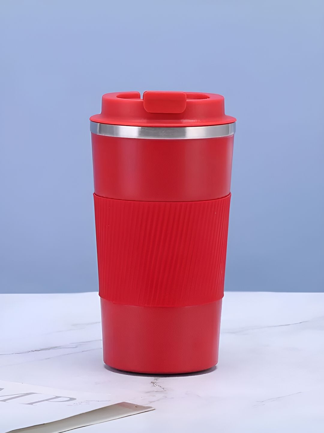 UniKart Premium Red Textured Stainless Steel Handmade Mug-510ml