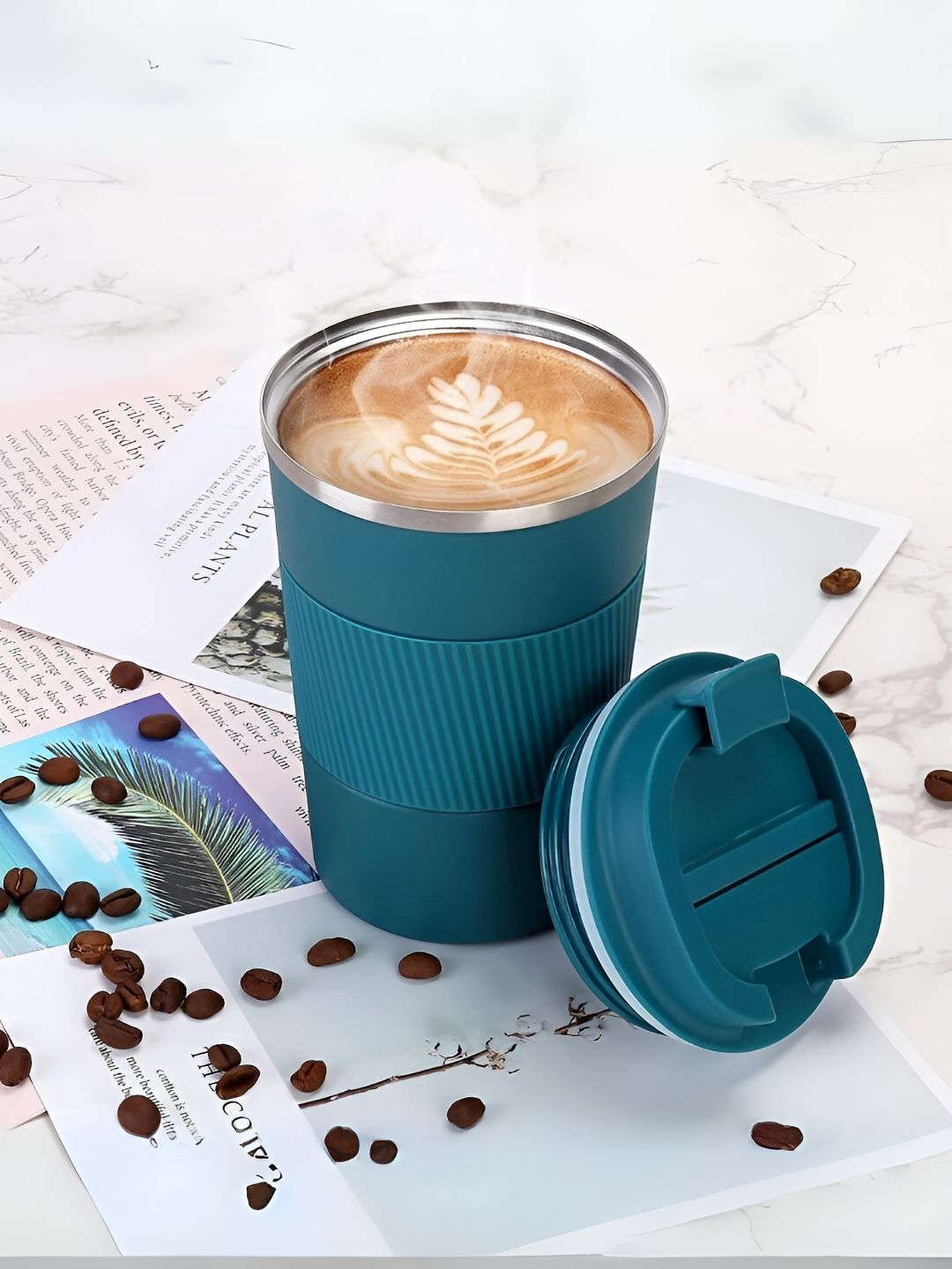 UniKart Blue Textured Stainless Steel Dishwasher Safe Mug-380ml
