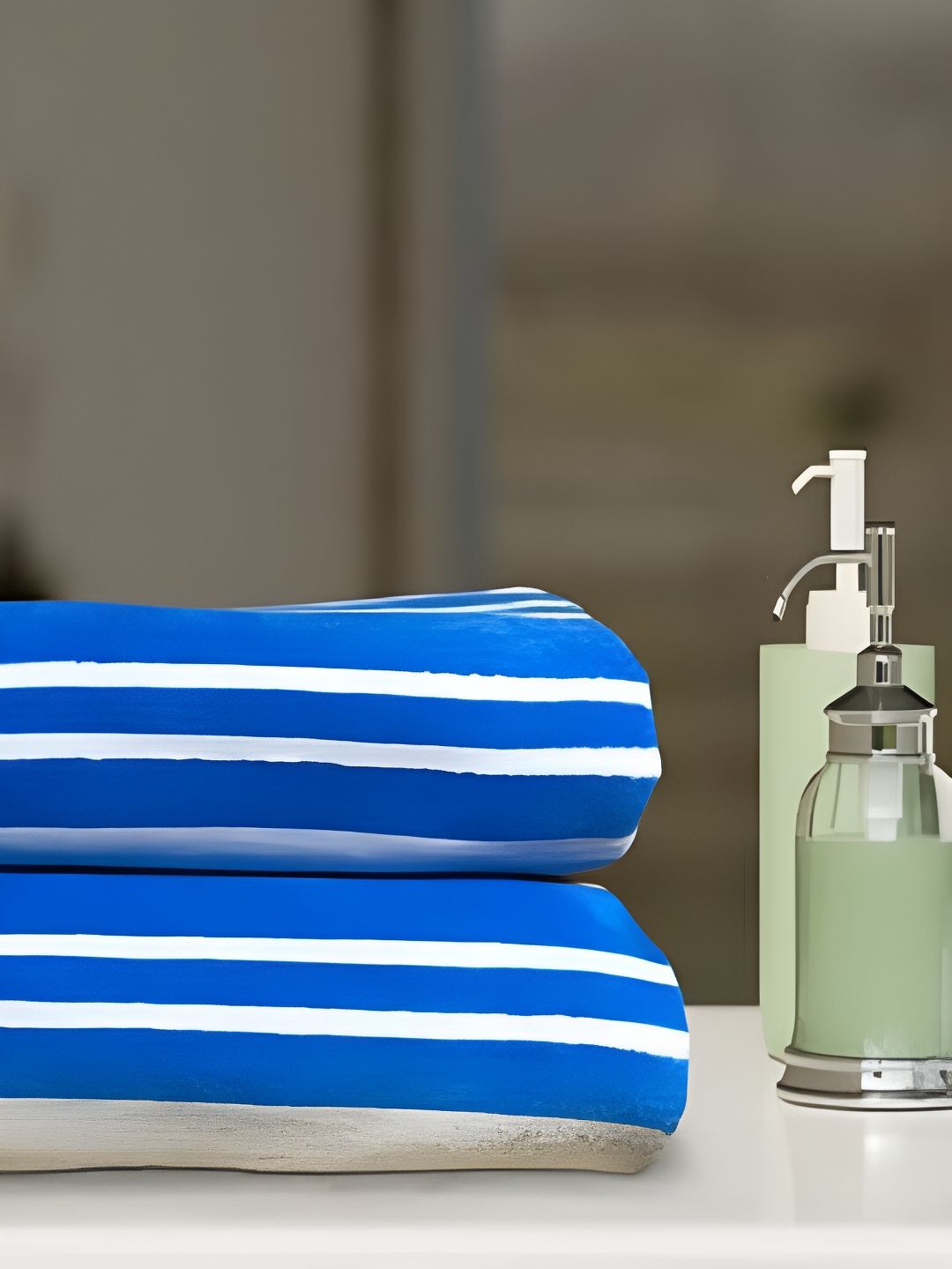 SENSES Blue & White 2 Piece Striped Cotton 400 GSM Towel Set