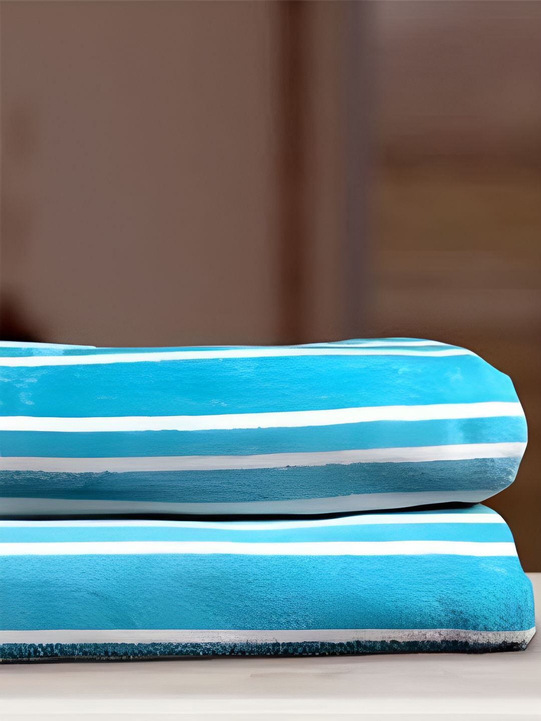 SENSES Turquoise Blue & White 2 Piece Striped Cotton 400 GSM Towel Set
