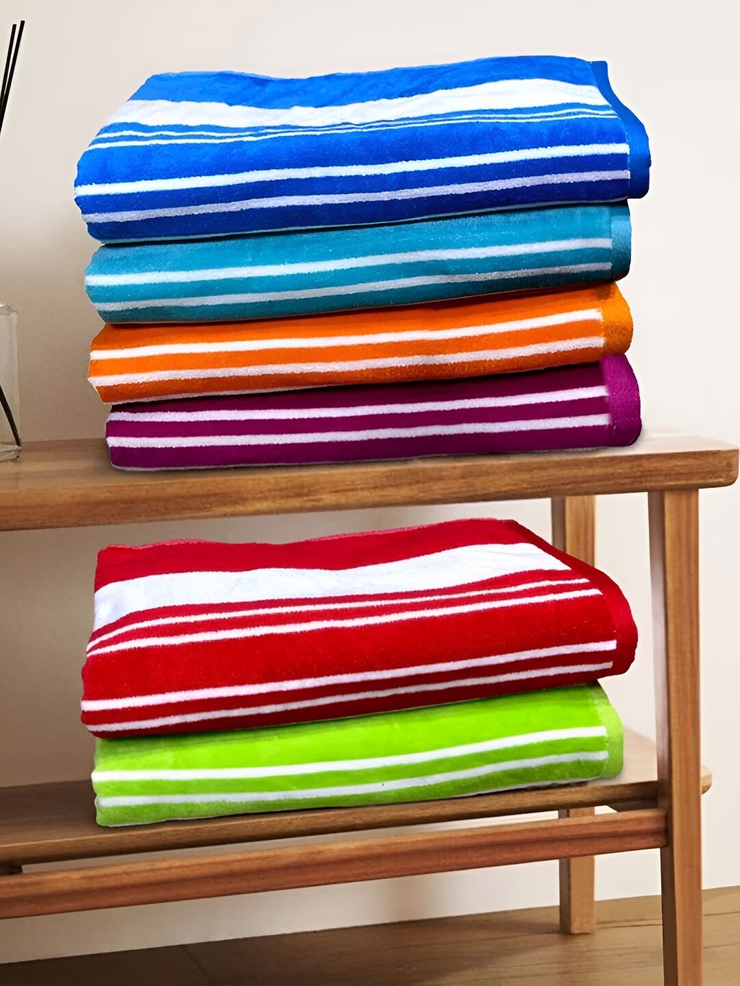 SENSES Orange & Blue 6 Pieces Printed Cotton 400 GSM Towel Set