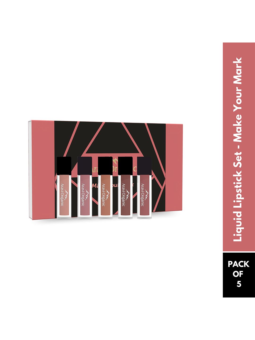 Aravi Organic 5-Pcs Soft Matte LongStay Liquid Lipstick with Vitamin E 7.5ml - Nude Shade
