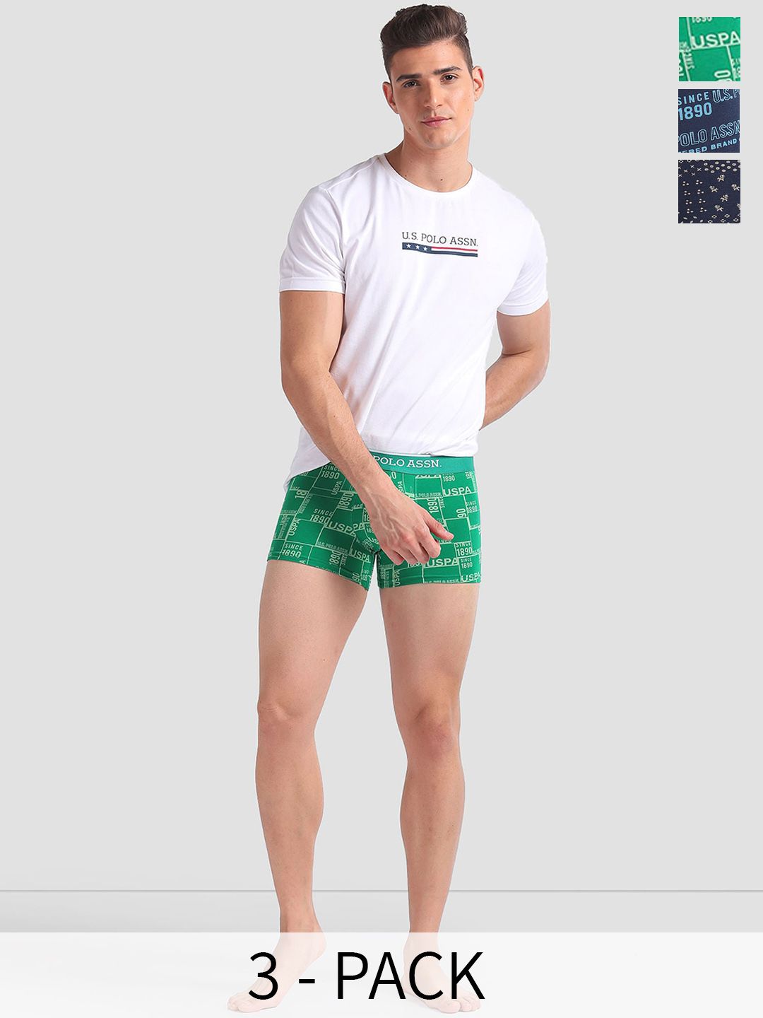 U.S. Polo Assn. Pack Of 3 Printed Moisture-Wicking Trunks OET01-BNG-P3