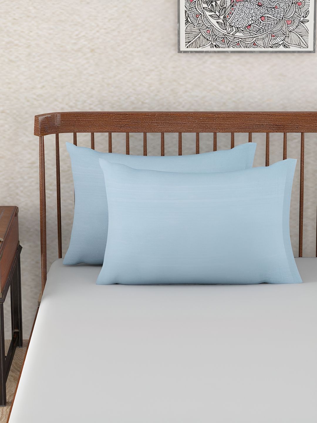 Fabindia Fabindia Blue 2 Pieces Pure Cotton Rectangle Pillow Covers