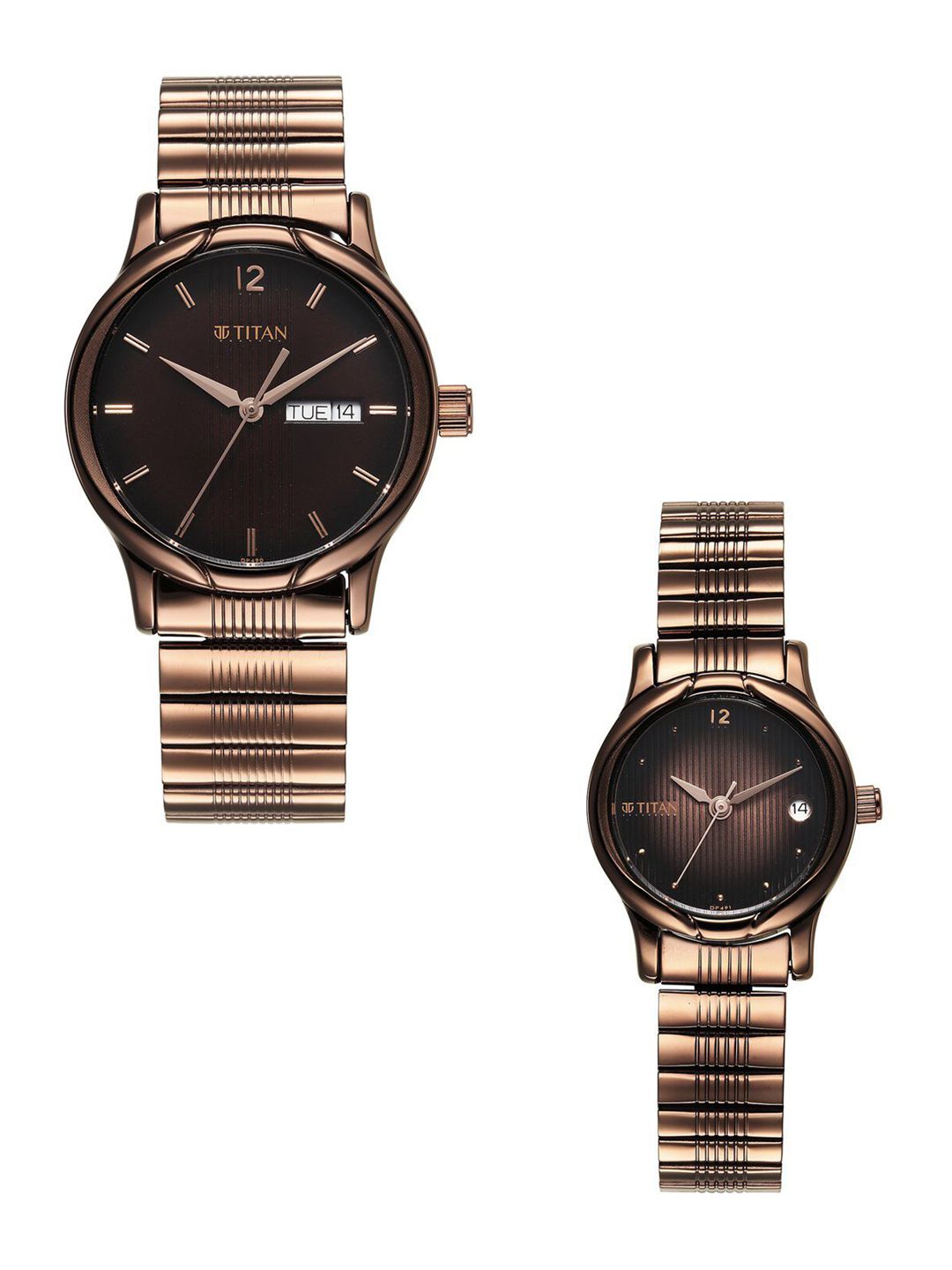 Titan Titan Bandhan Quartz Analog With Brown Dial Couple Watch - Nt15802490qm01