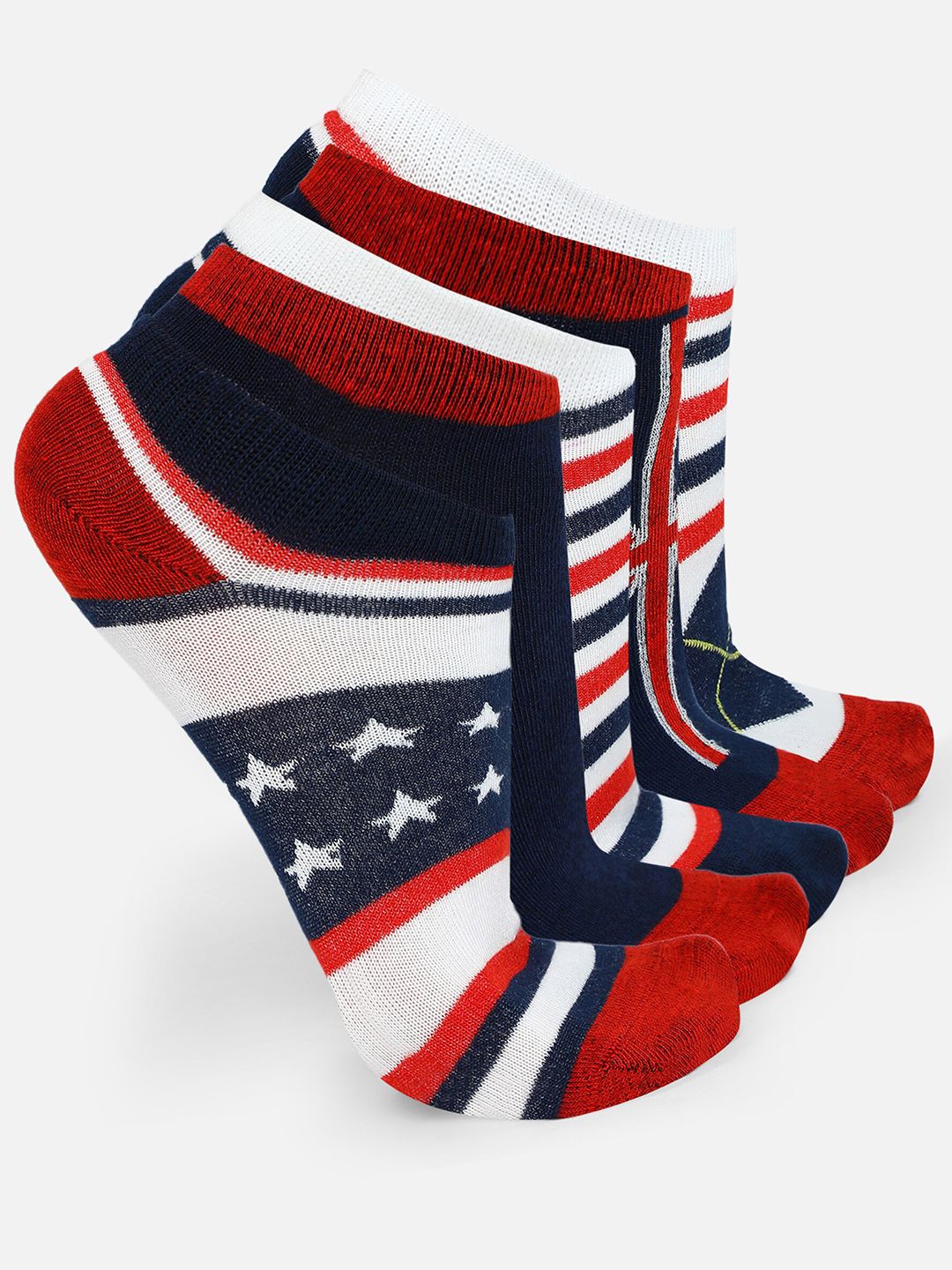 BAESD Unisex Pack Of 5 Printed Ankle-Length Socks