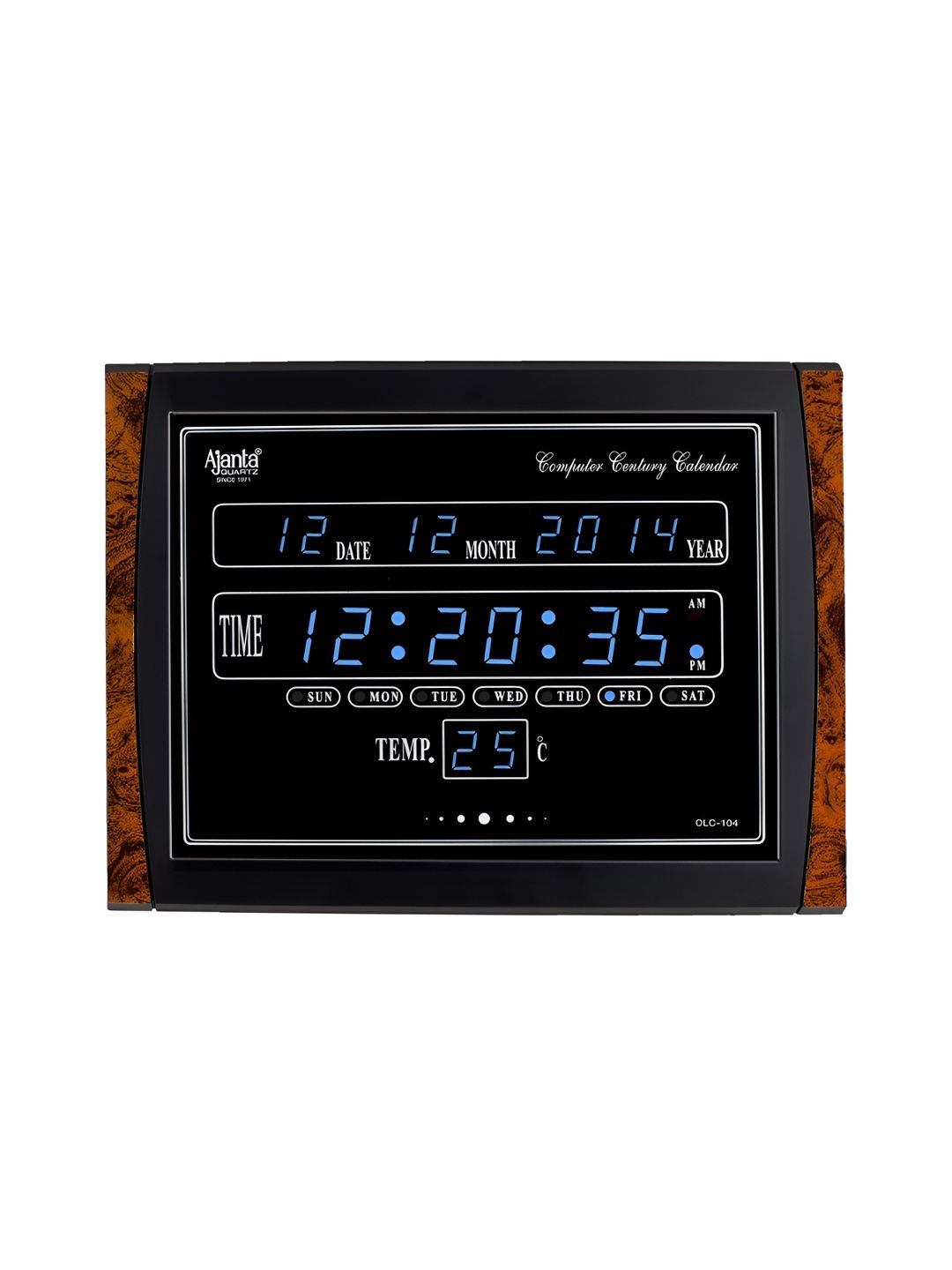 Ajanta Ajanta Brown and Black Contemporary Digital Wall Clock
