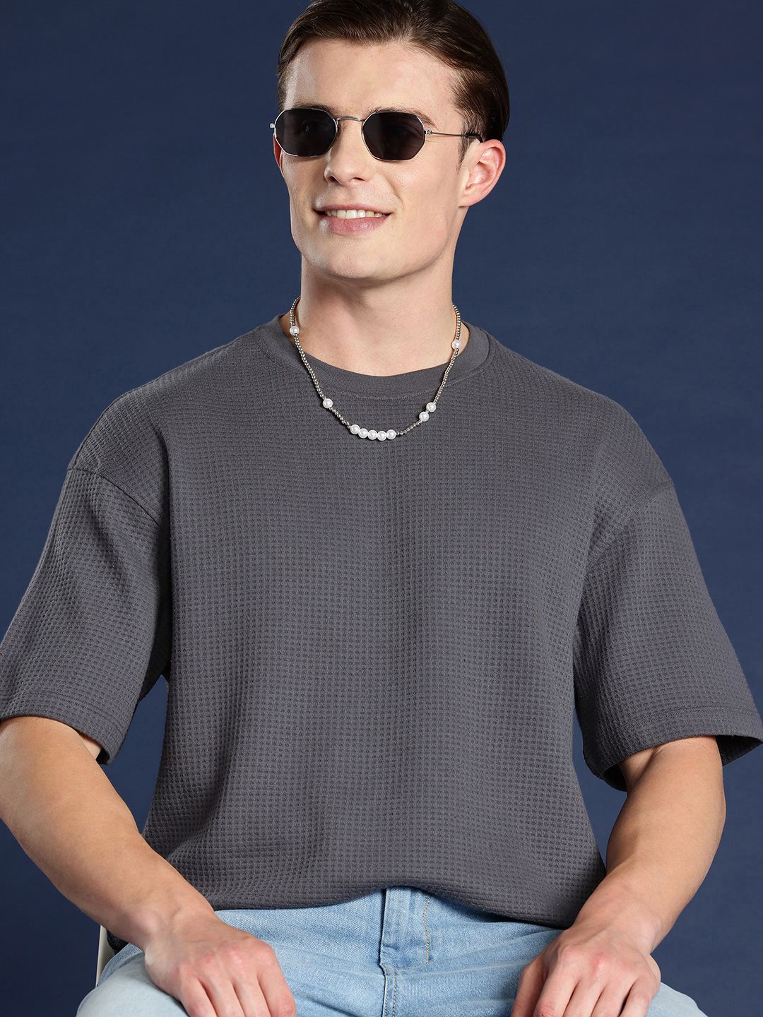 Buy Mast & Harbour Men Waffle Knit Relaxed T-shirt - Tshirts for