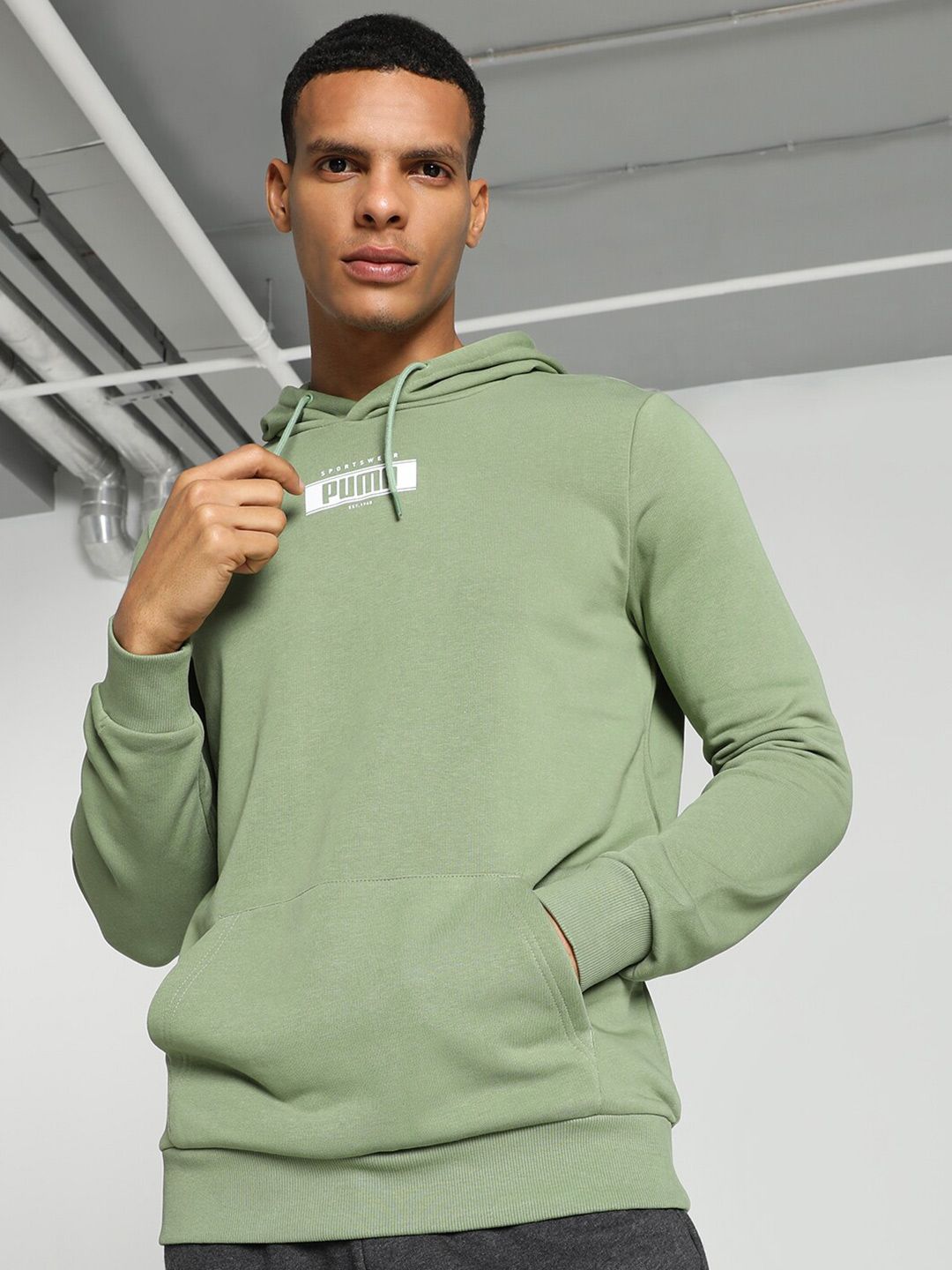 Puma Varsity Graphic Printed Hooded Cotton Sweatshirt