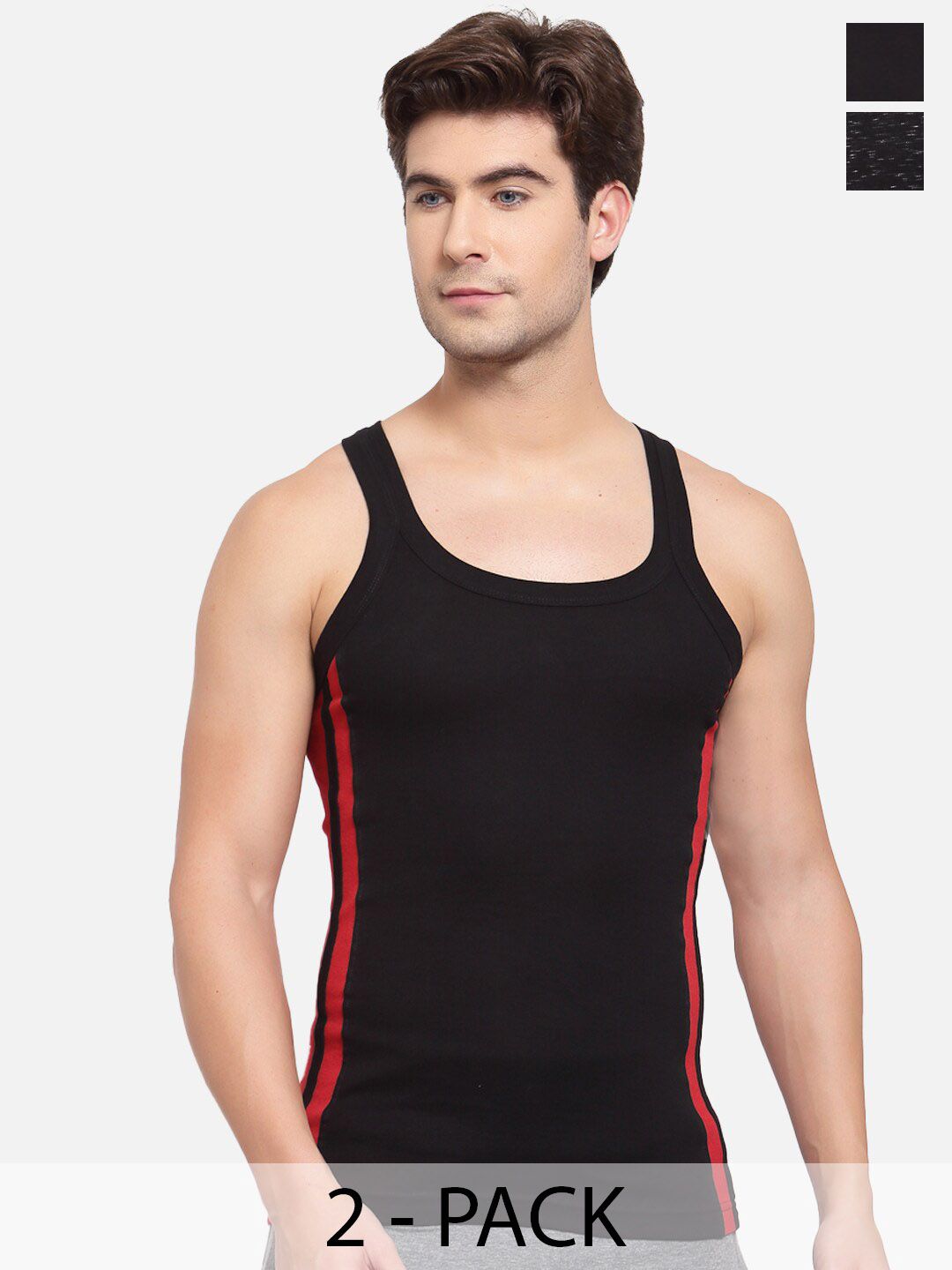 SPORTO Pack Of 2 Pure Cotton Gym Vest