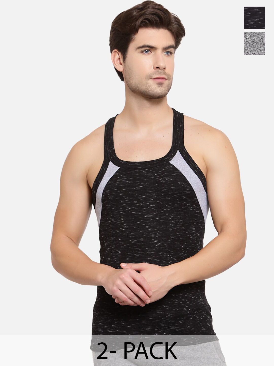 SPORTO Pack Of 2 Pure Cotton Gym Vest