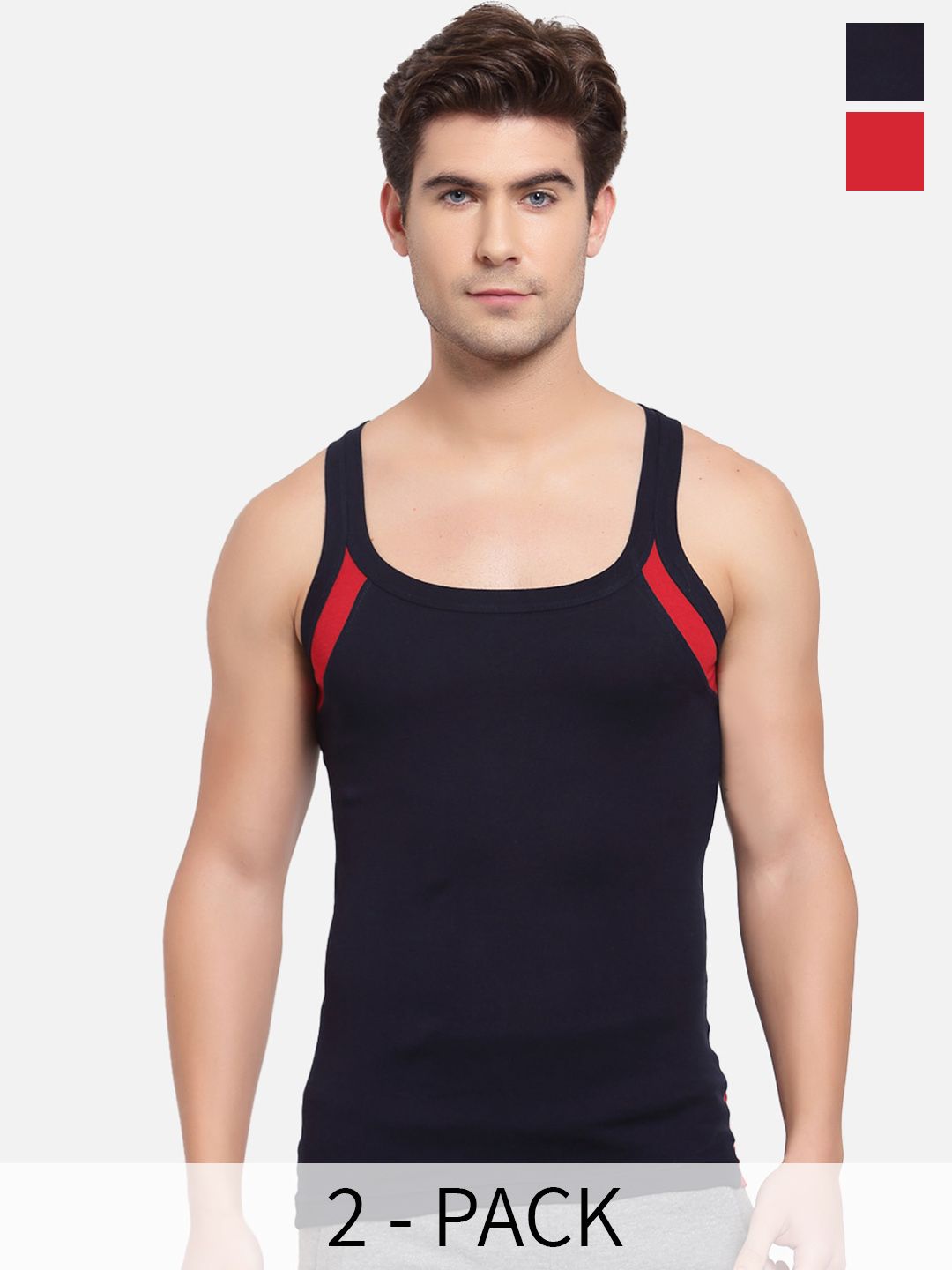 SPORTO Pack Of 2 Pure Cotton Gym Vest