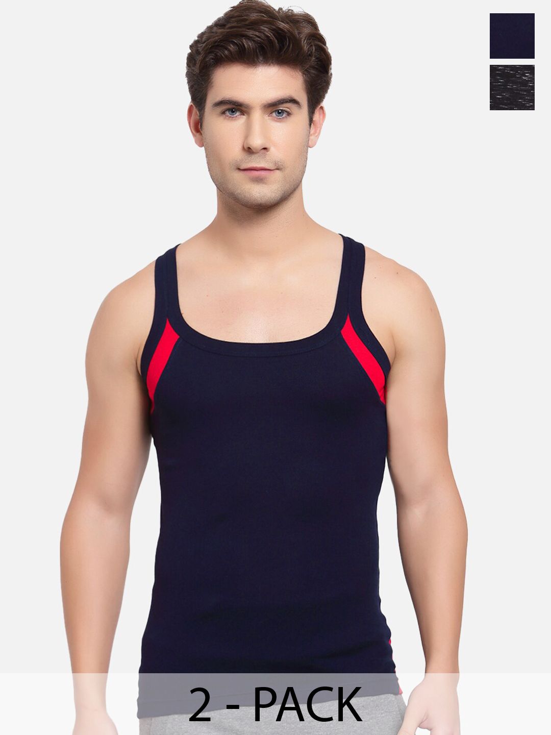 SPORTO Pack Of 2 Pure Cotton Gym Vest