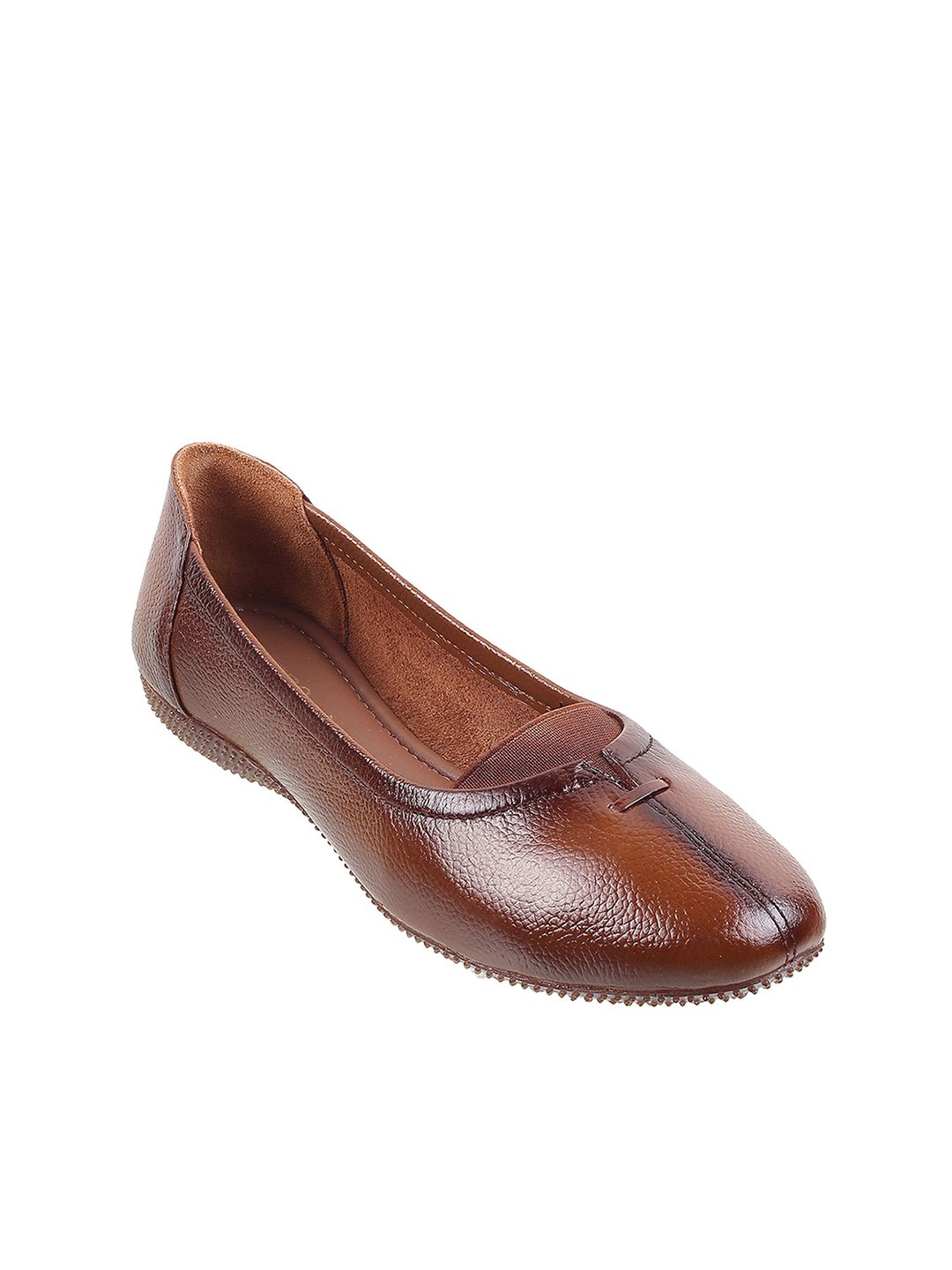 Metro Textured Round-Toe Leather Ballerinas