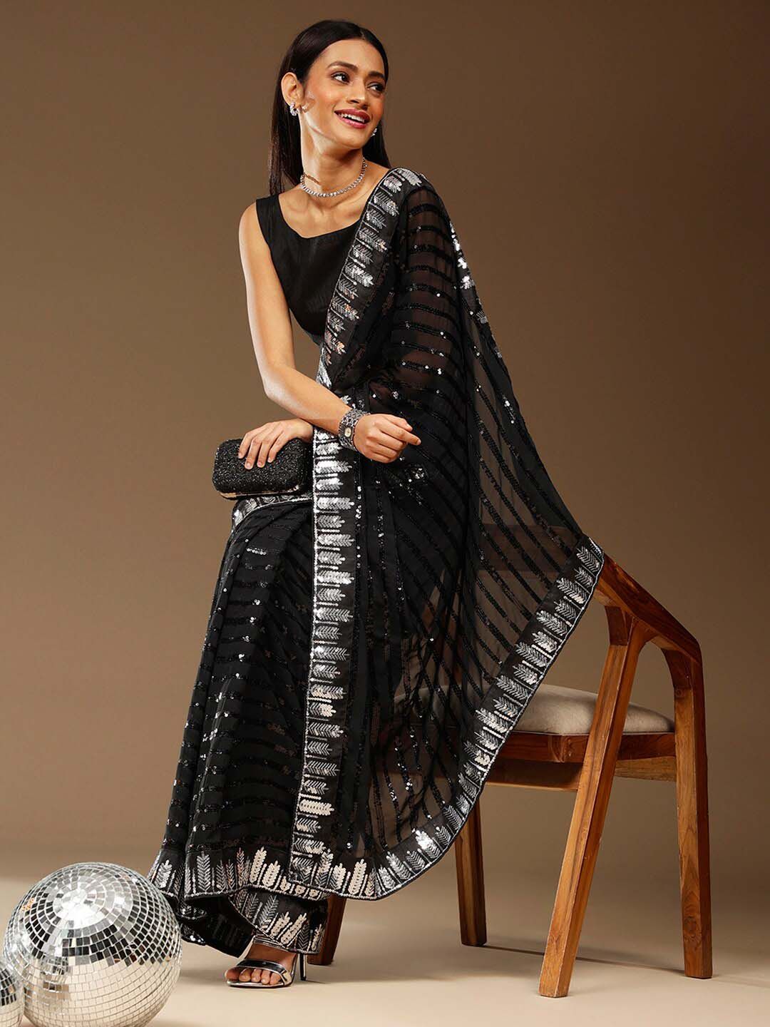 Sangria Embellished Georgette Party Saree