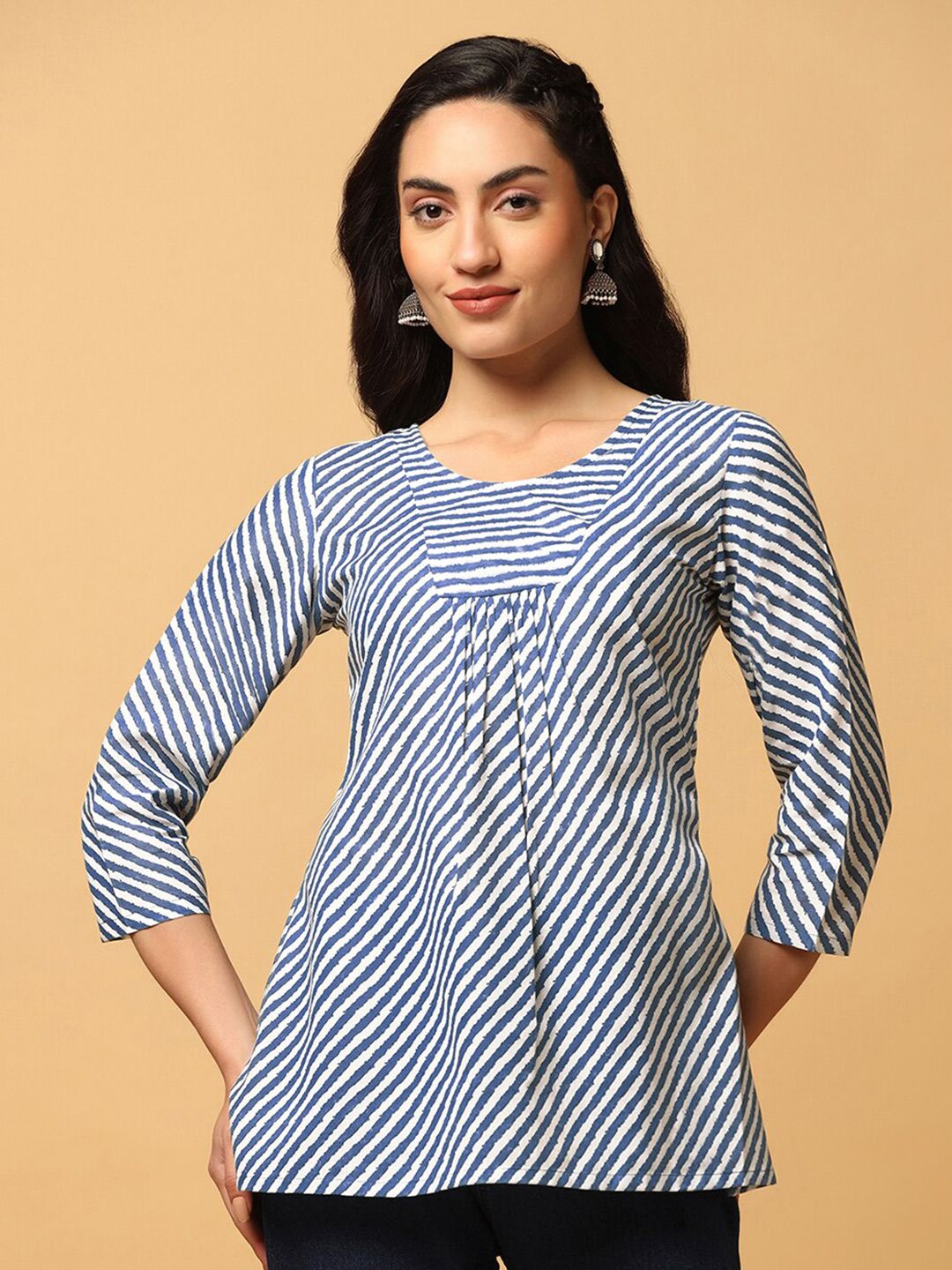 FASHION DREAM Striped High-Low Top Price in India