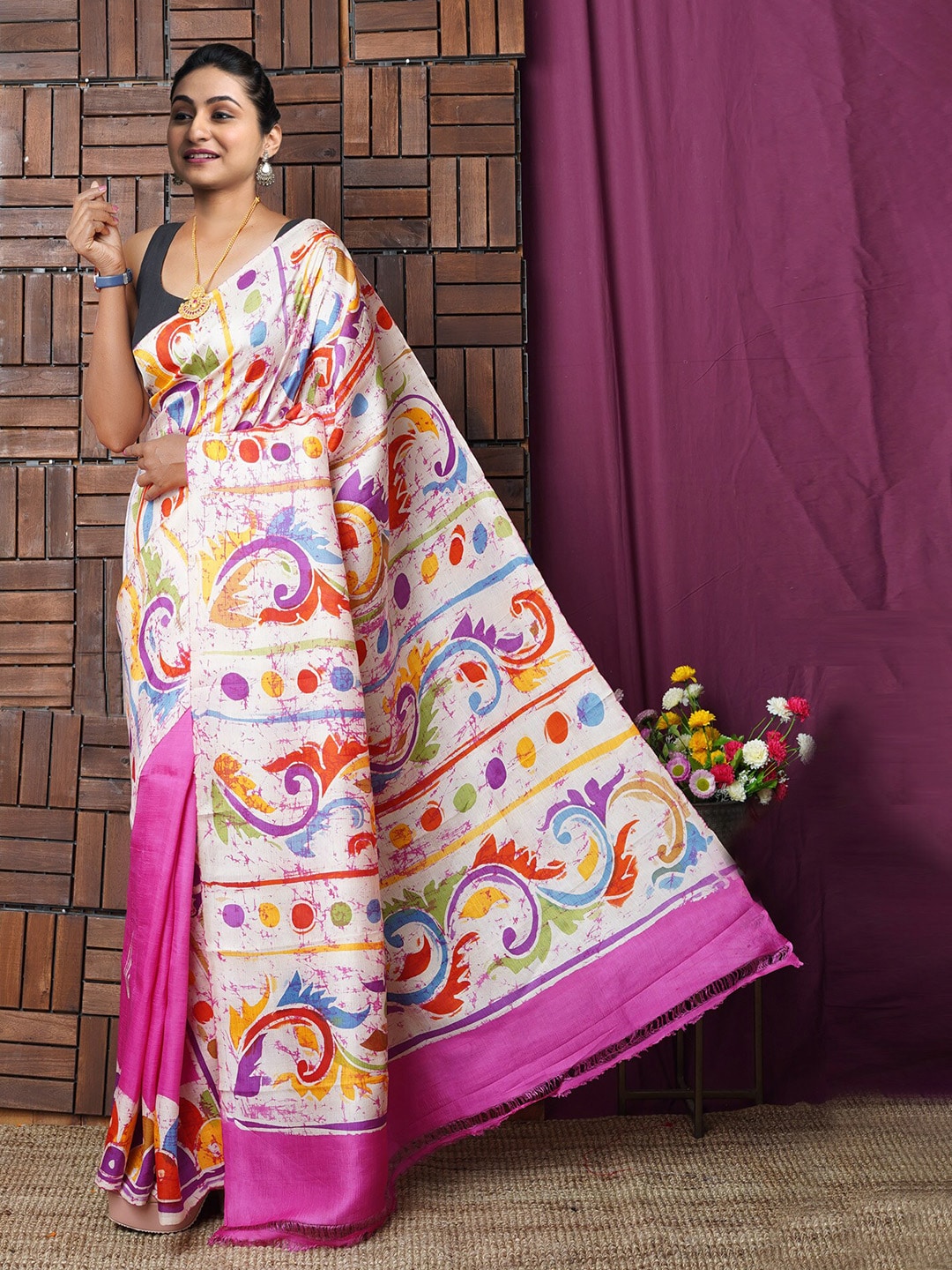 Unnati Silks Pure Silk Handloom Murshidabad silk Saree Price in India