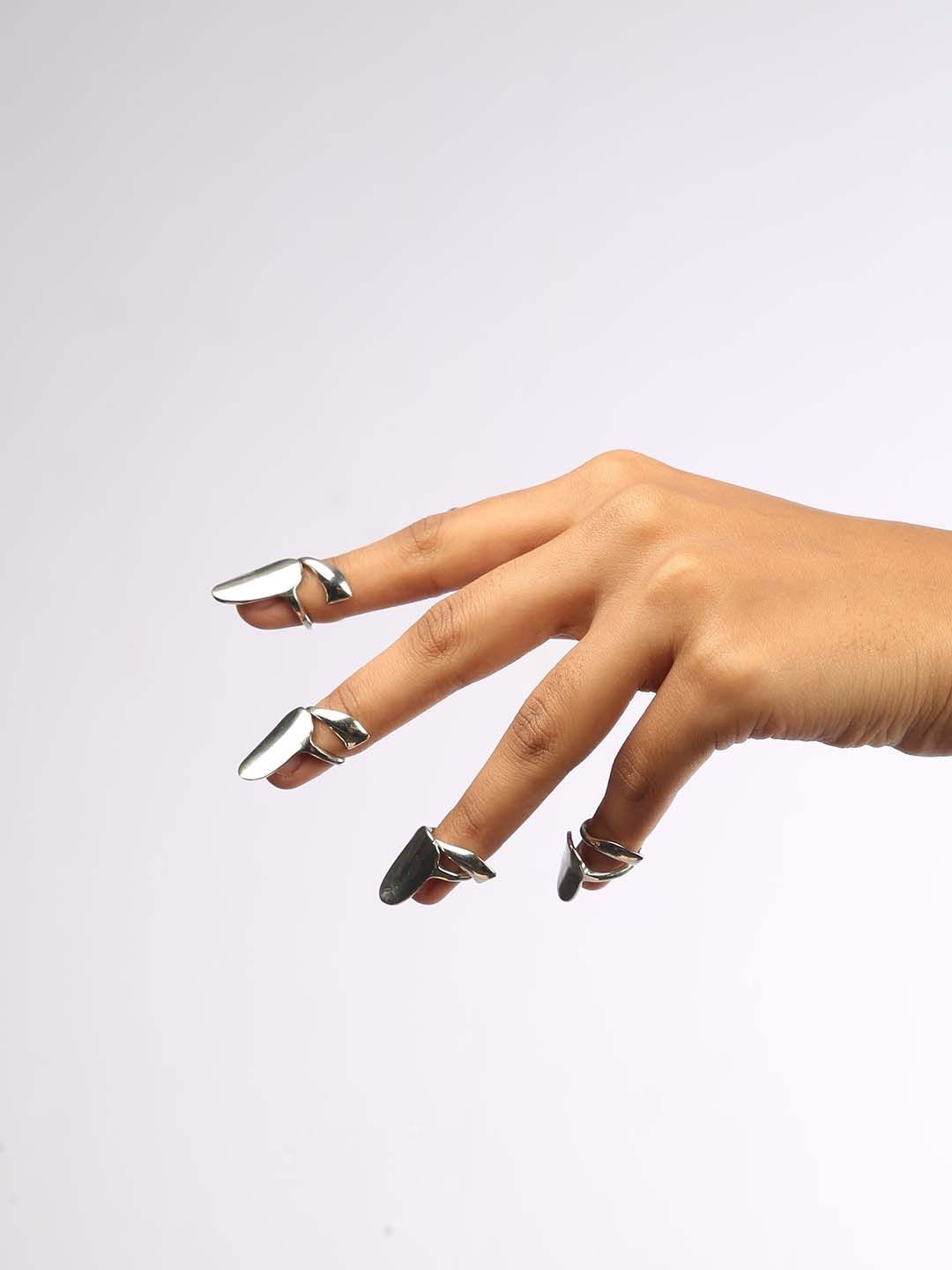 Buy ISHKAARA Set Of 10 Silver-plated Adjustable Nail Rings - Ring