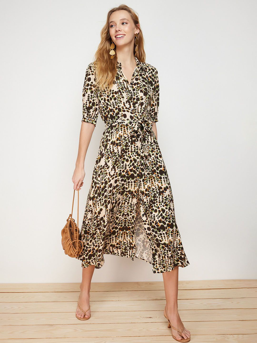 Trendyol Animal Print A-Line Midi Dress