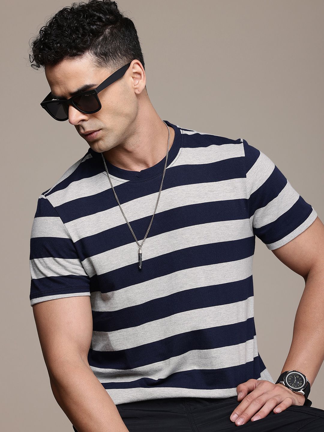 The Roadster Life Co. Striped Casual T-shirt