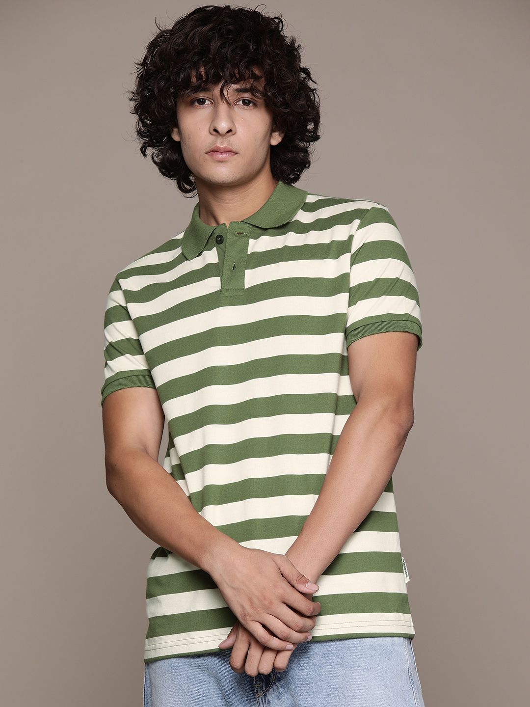 The Roadster Lifestyle Co. Striped Polo Collar T-shirt