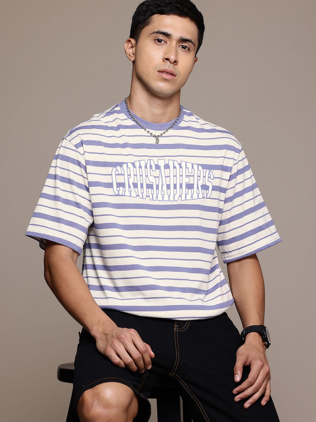 The Roadster Lifestyle Co. Men Striped Relaxed Fit T-shirt